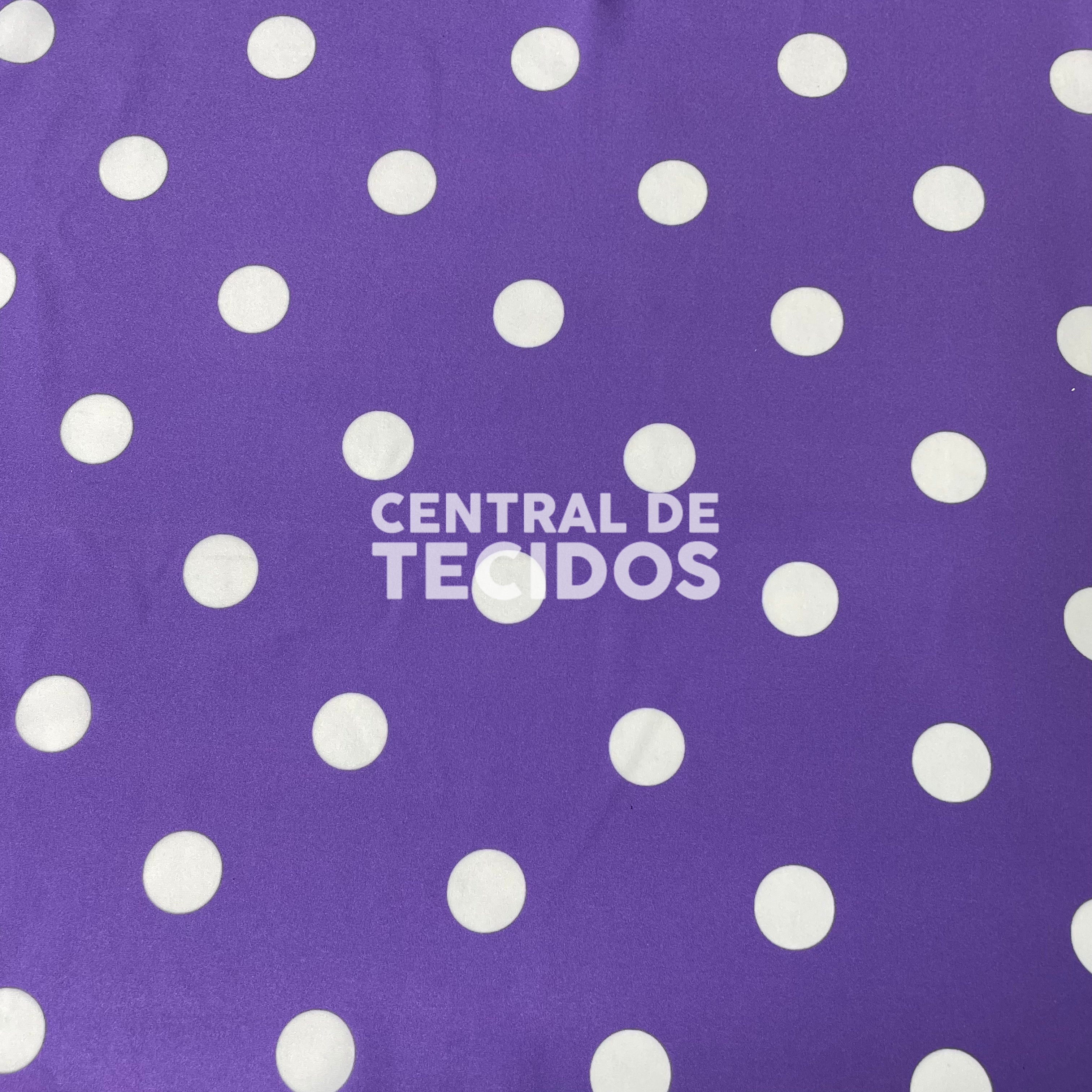 Oxfordine Digital Poá 2cm Fundo Roxo