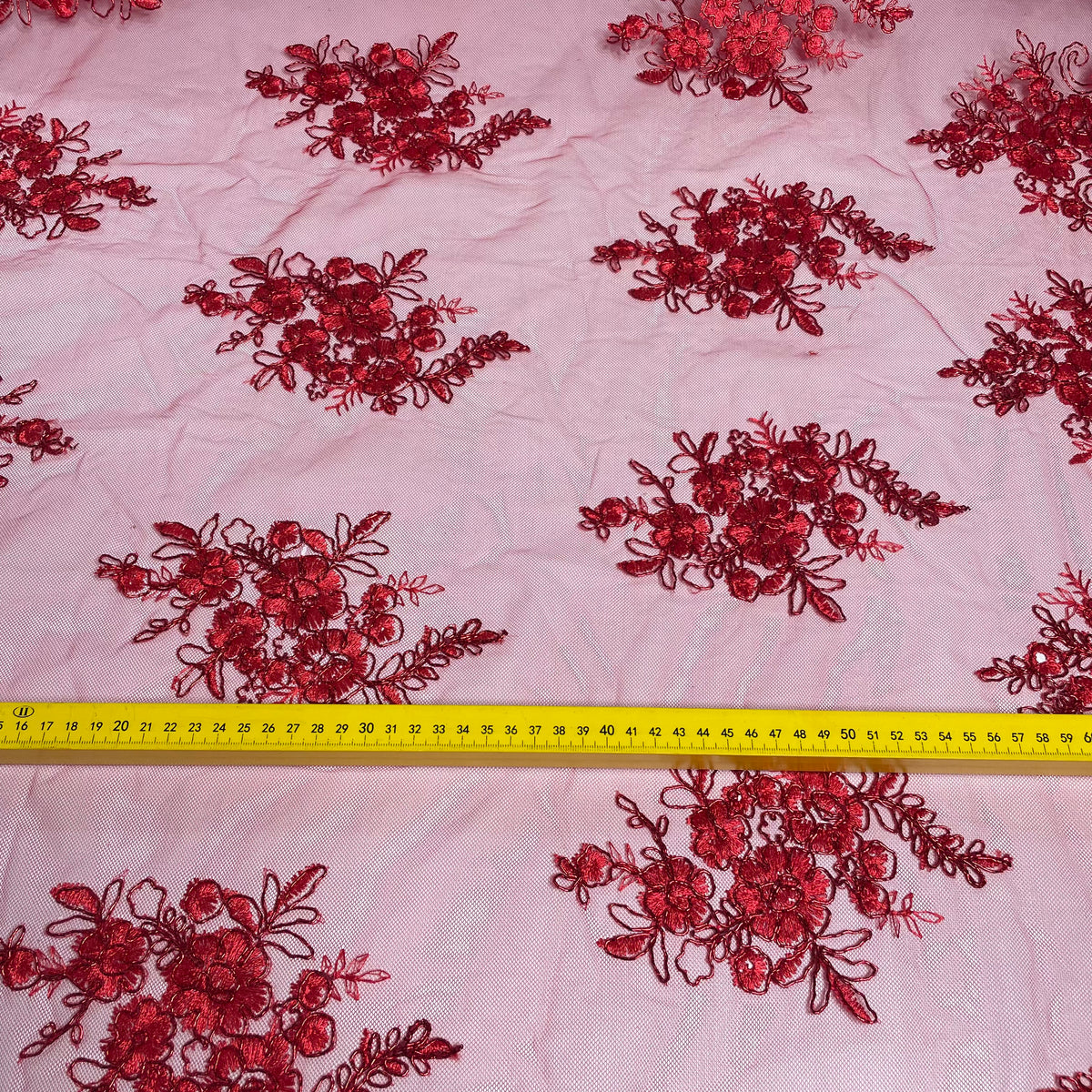 Tule Bordado Metalic Vermelho Fio Vermelho