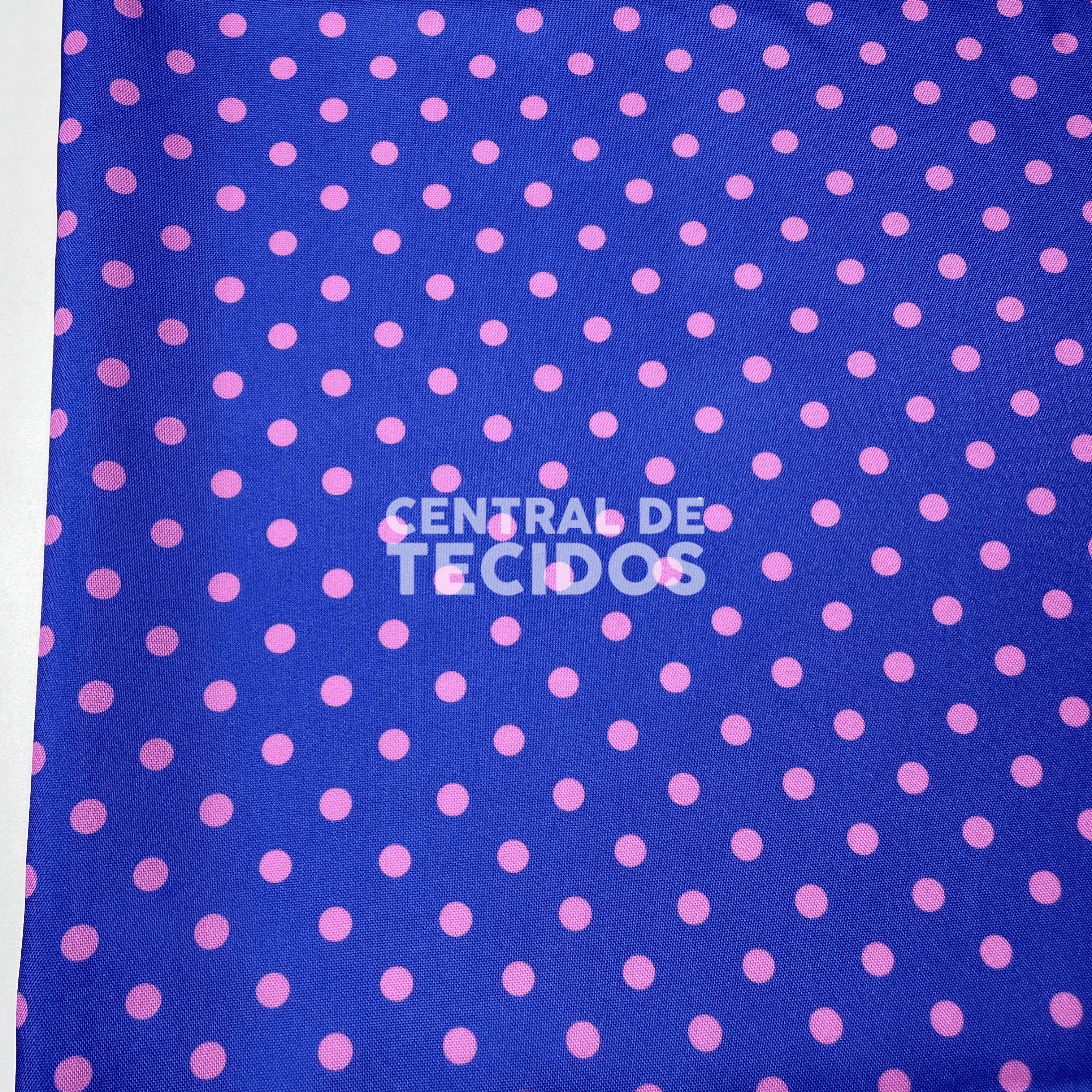 Oxford Digital Bolinhas Rosas Fundo Azul