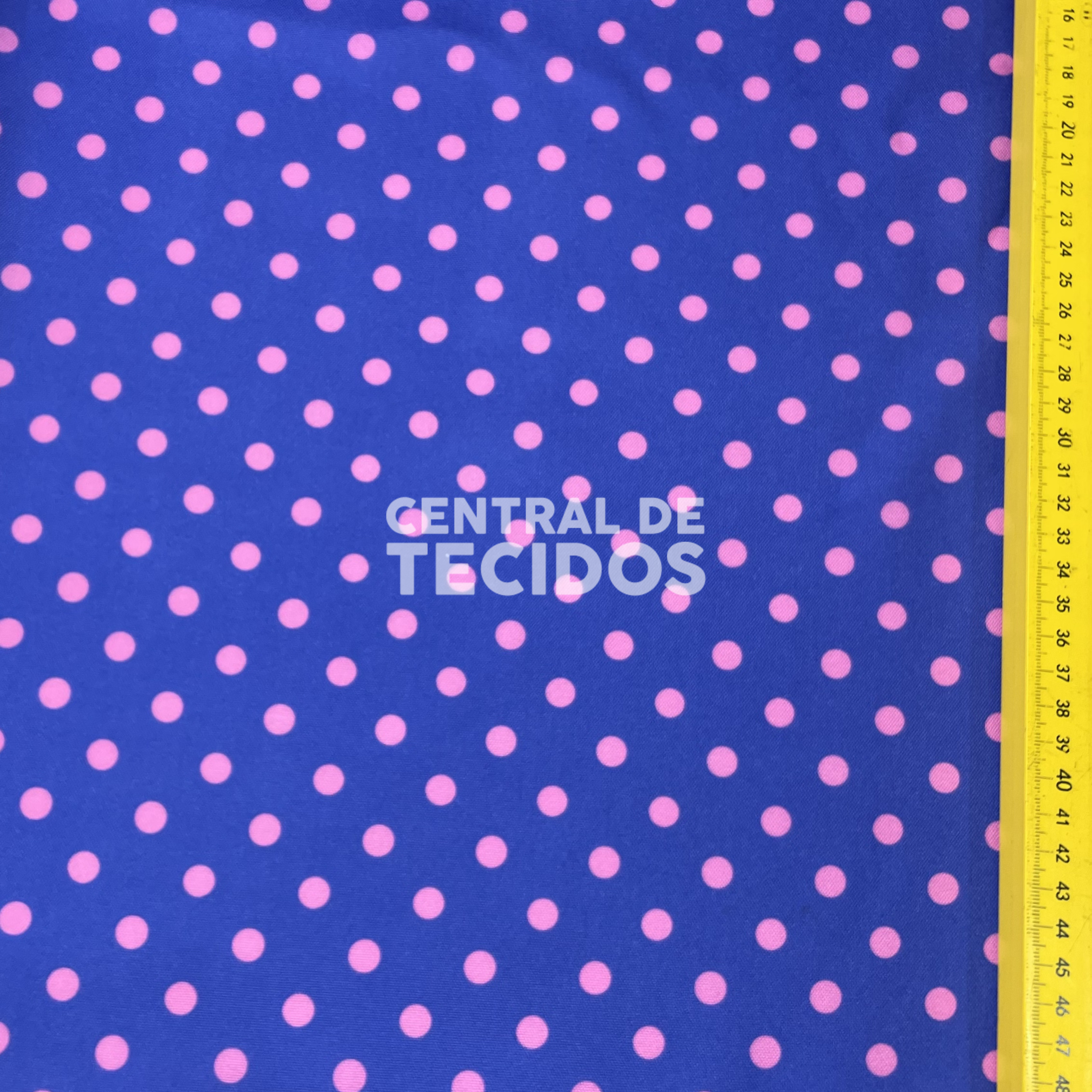 Oxford Digital Bolinhas Rosas Fundo Azul