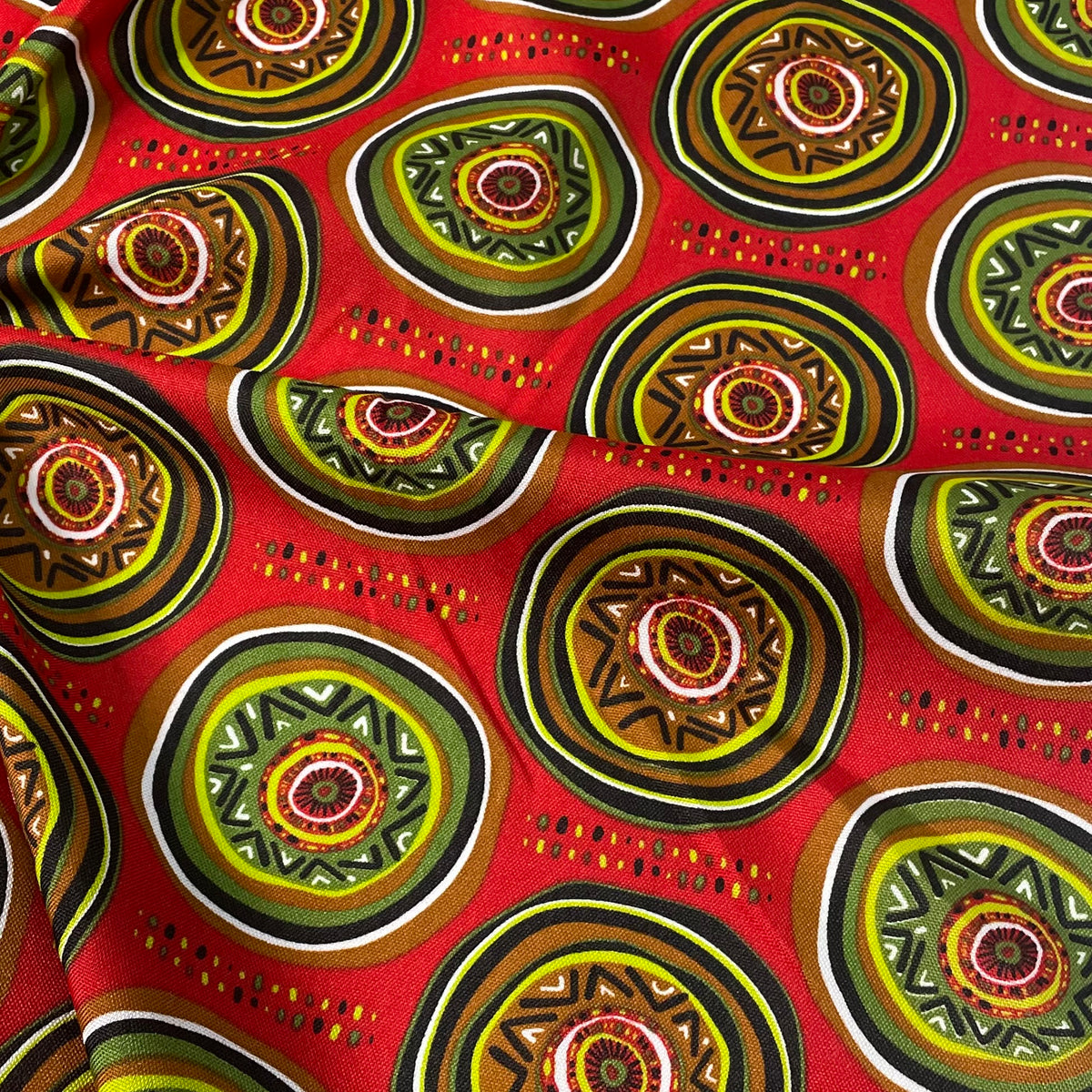 Oxford Afro Círculos Vibrantes Fundo Vermelho