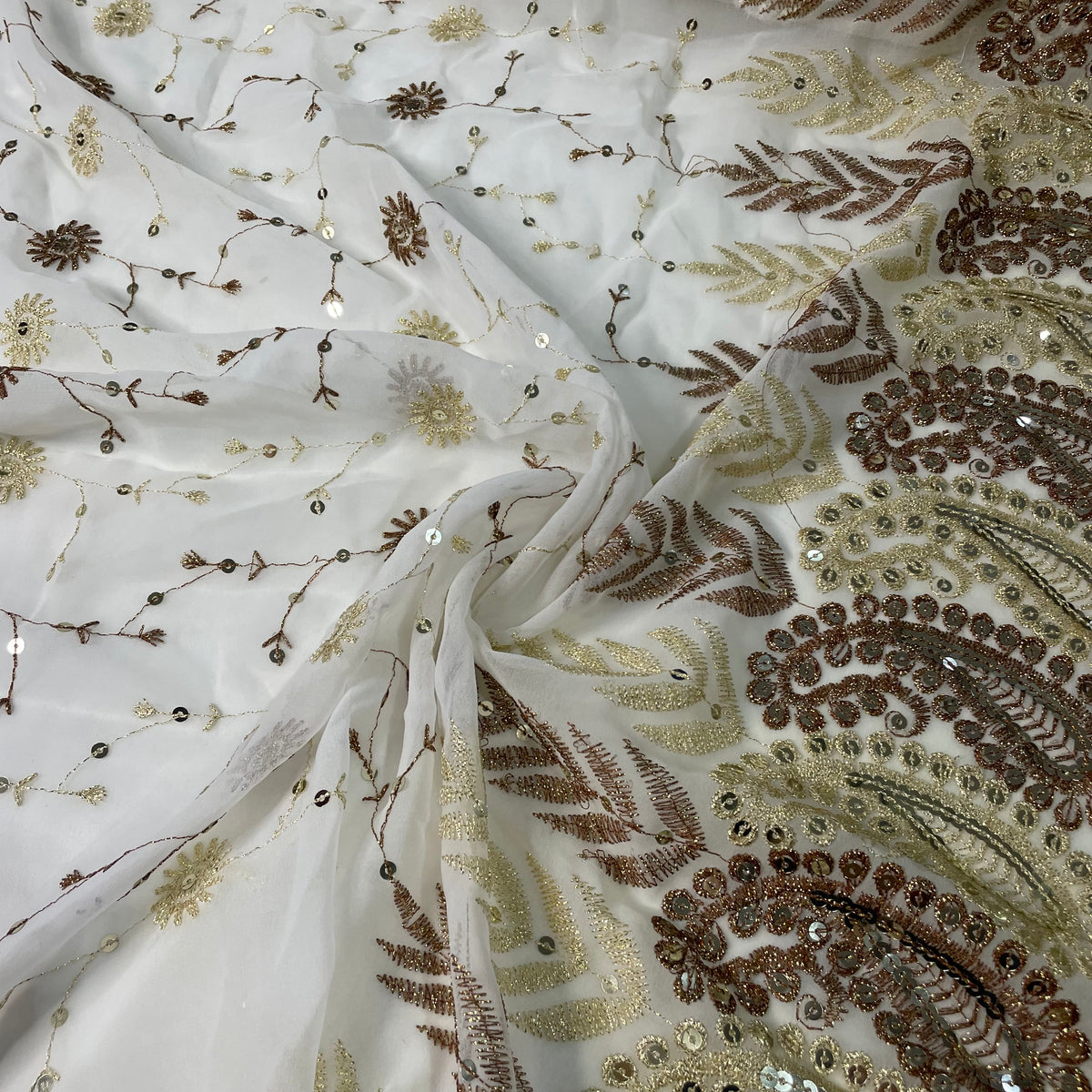 Chiffon Bordado Indiano Branco 4