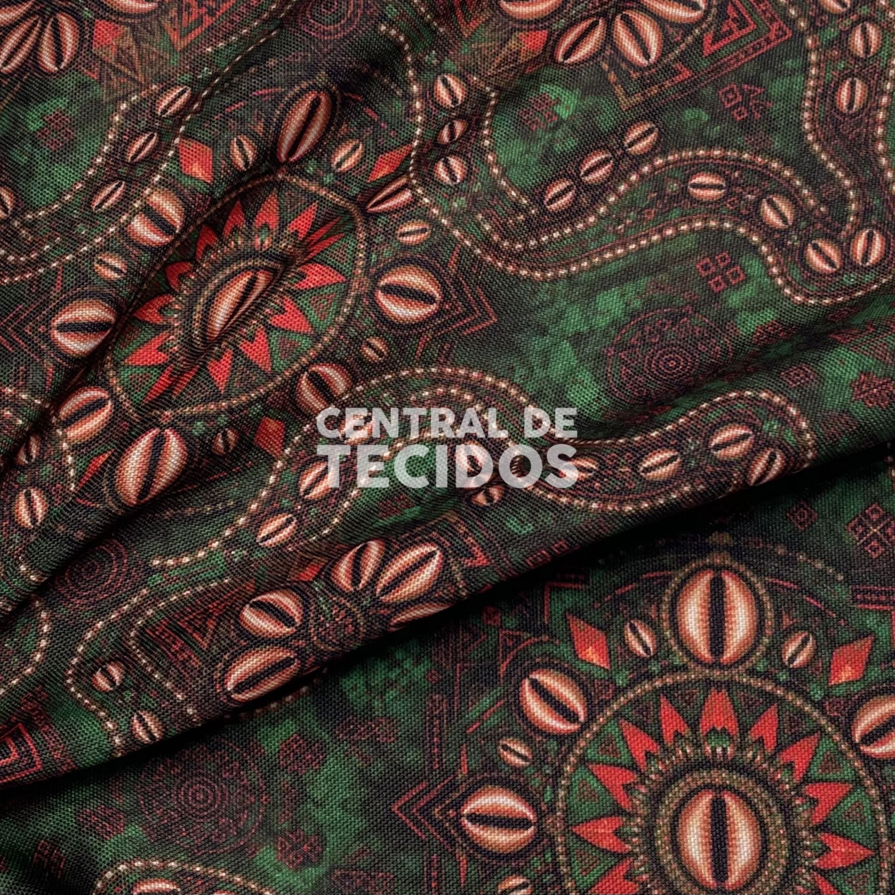 Oxford Digital Étnico Búzios Verde e Vermelho