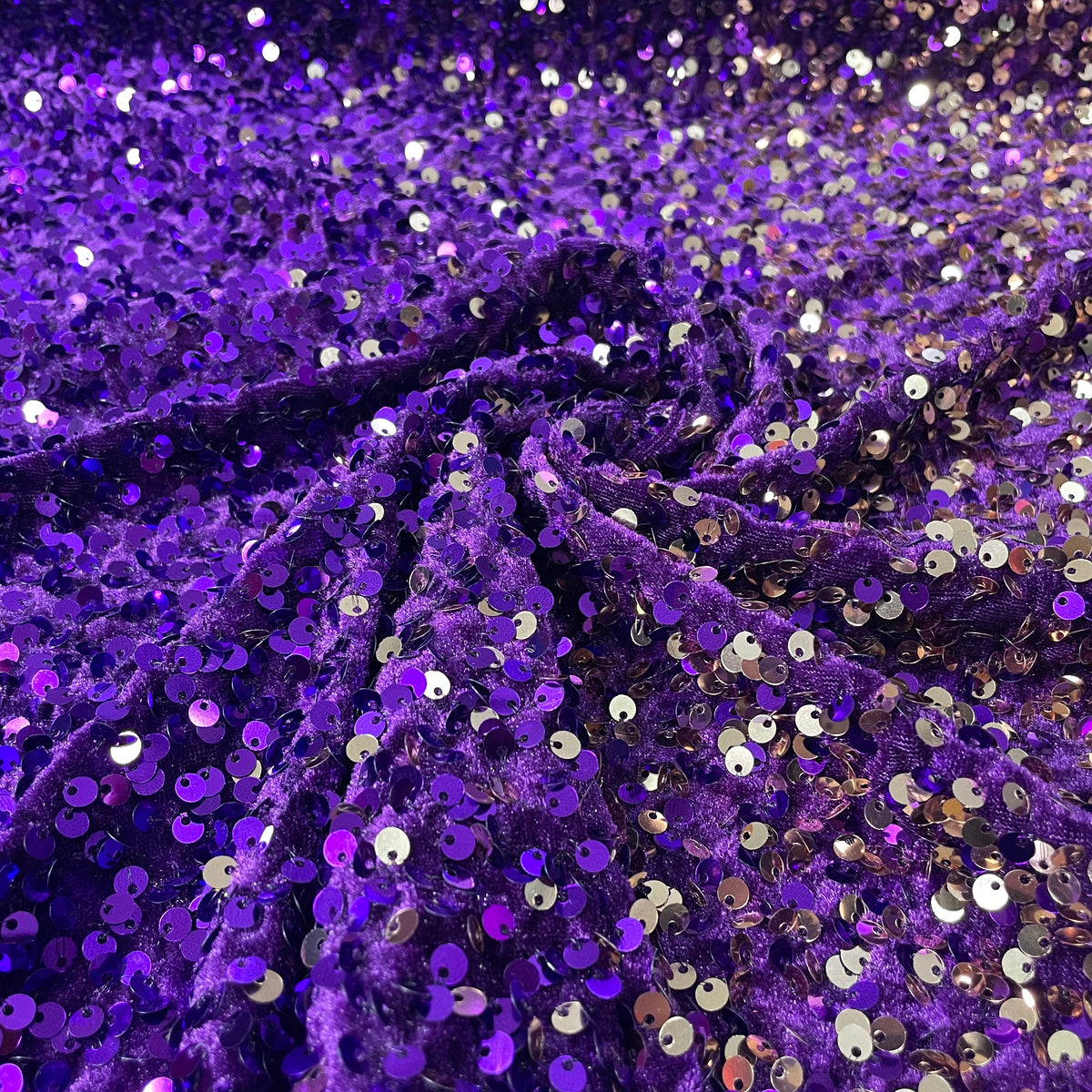 Veludo Paetê Degradê Roxo e Dourado