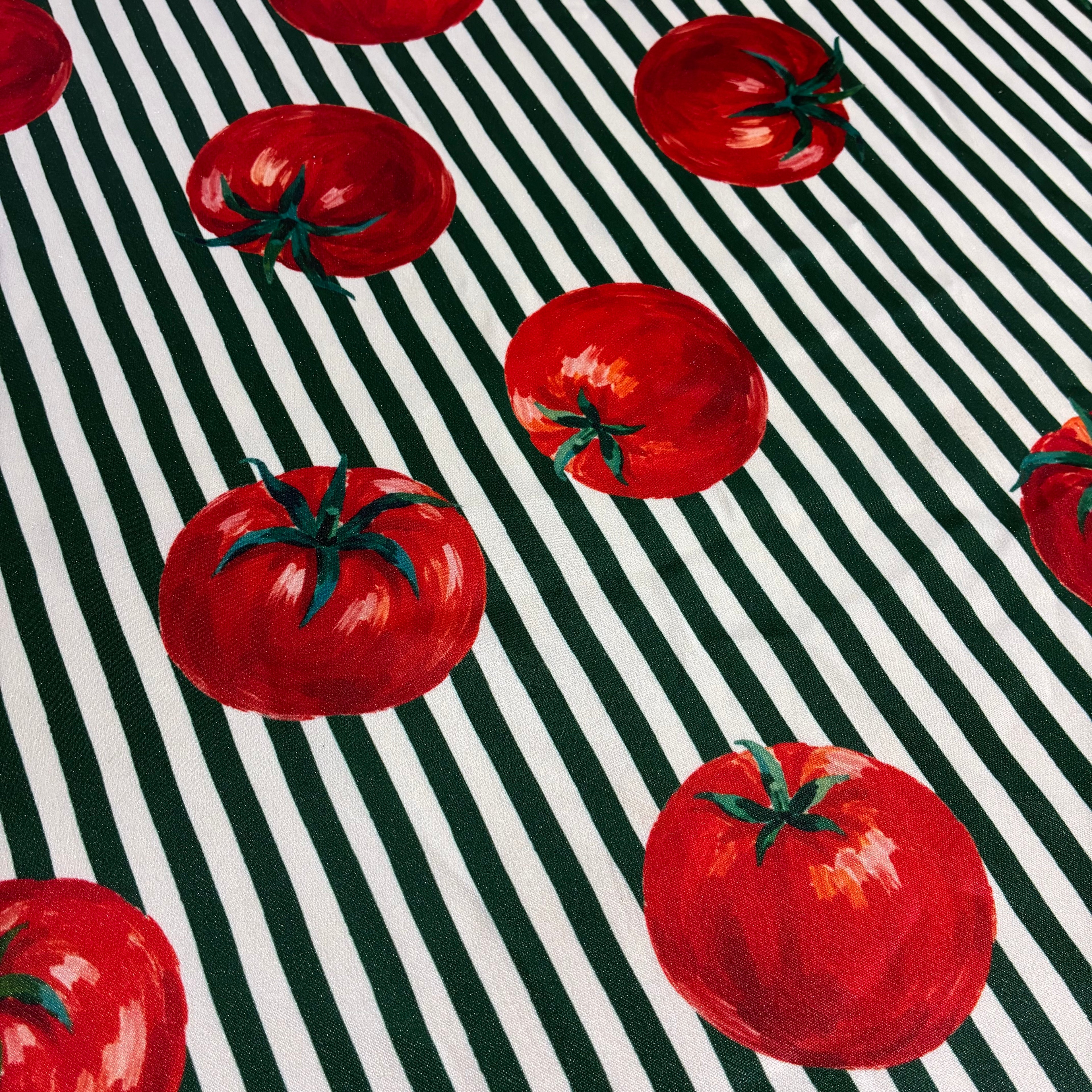 Crepe Satin Tomates Listras Verdes
