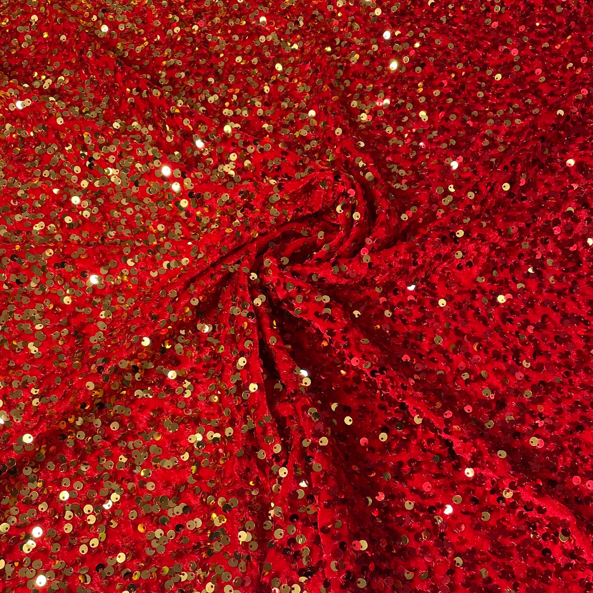 Veludo Paetê Degradê Vermelho e Dourado