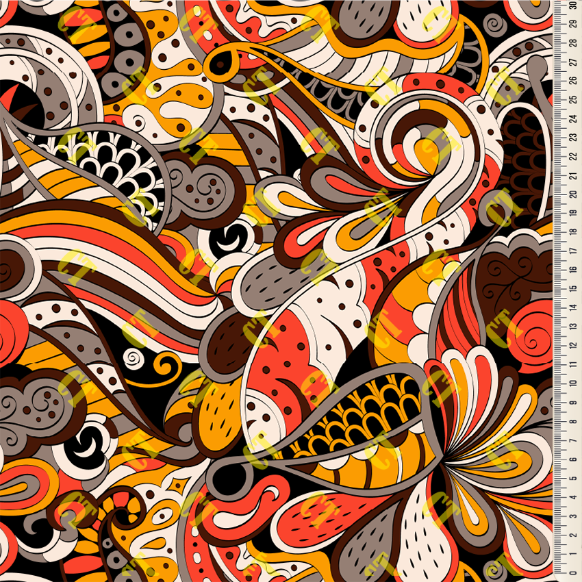 Oxford Digital Paisley Psicodélico Tons de Outono