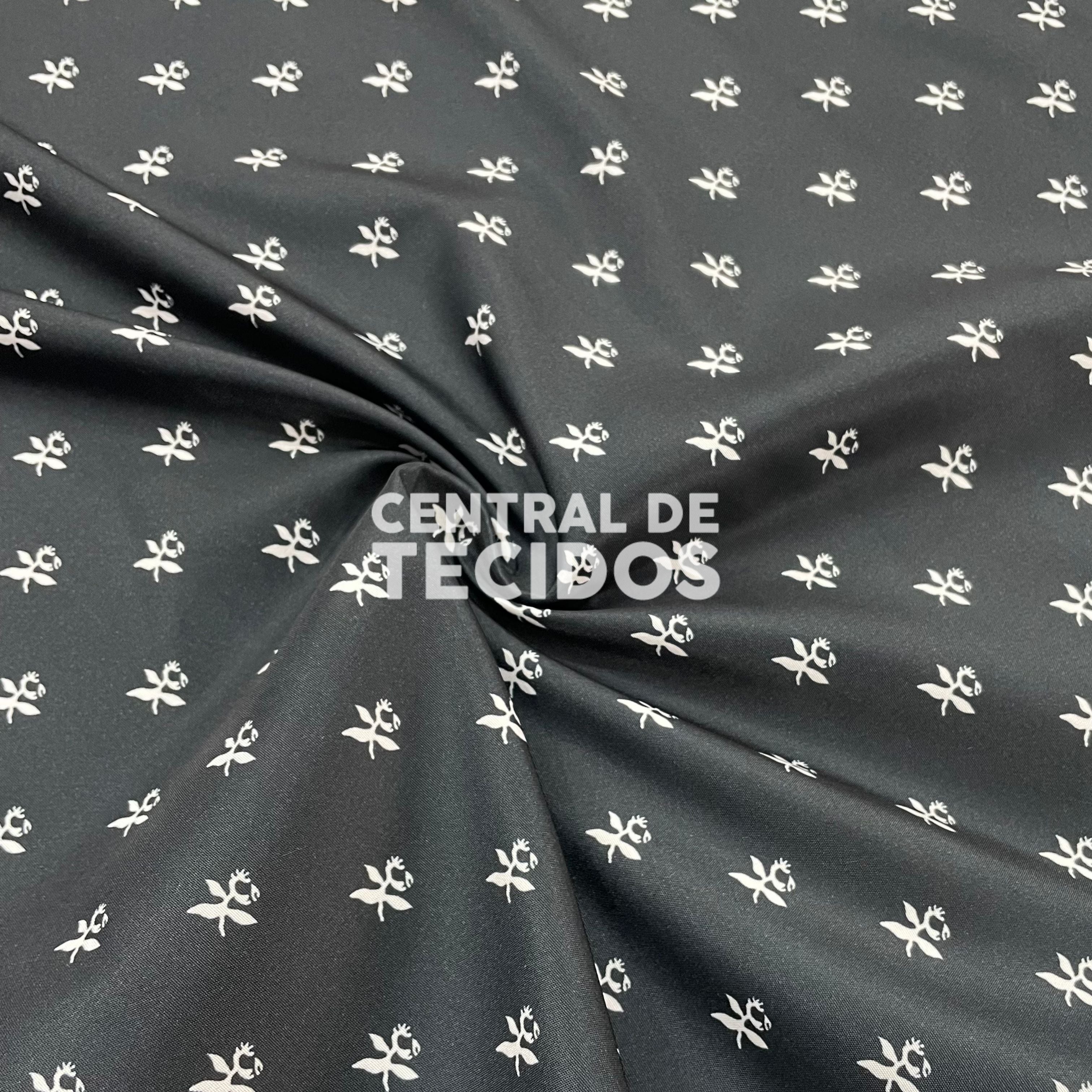 Microtel Digital Floral Fundo Preto