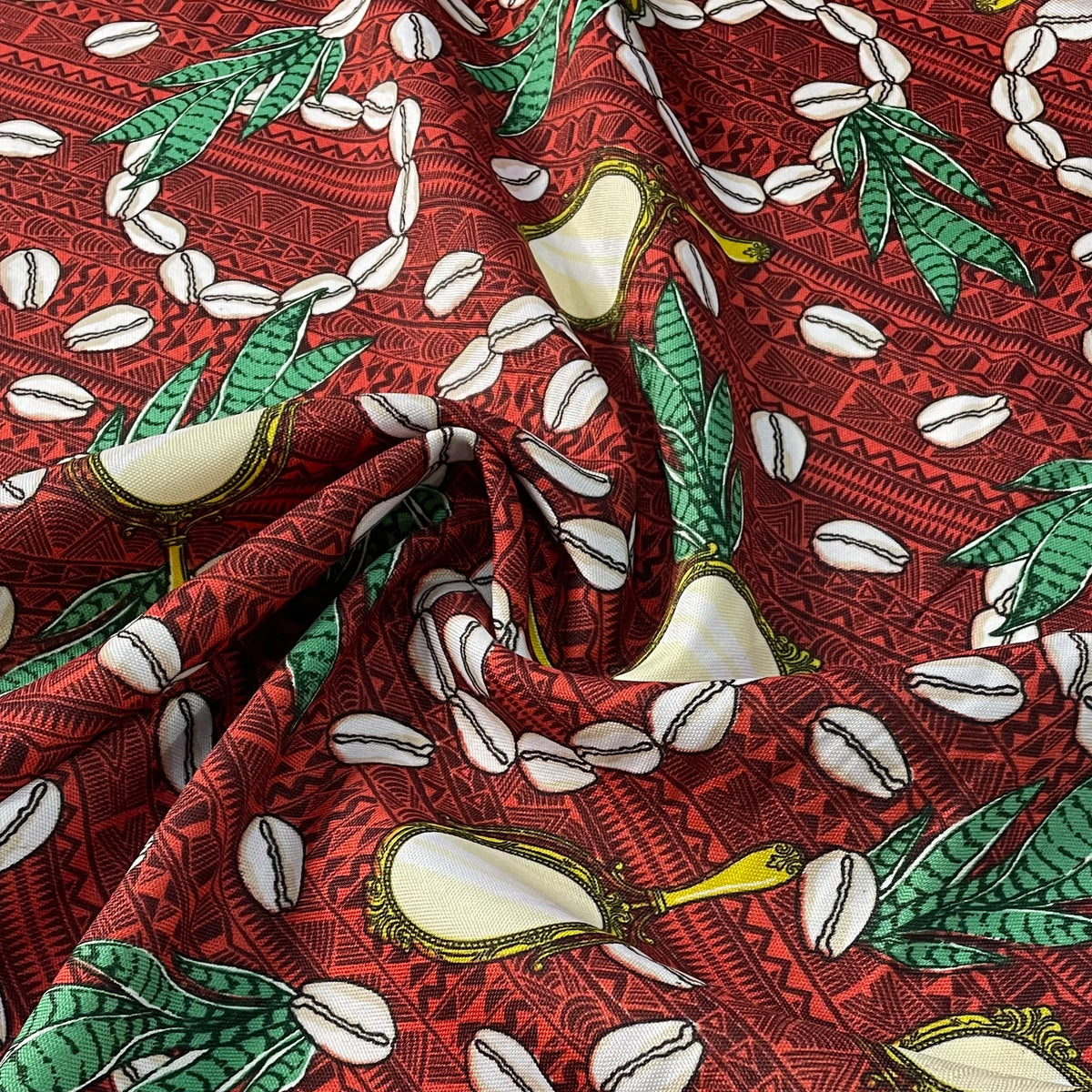Oxford Afro Búzios e Espadas de São Jorge Fundo Bordô