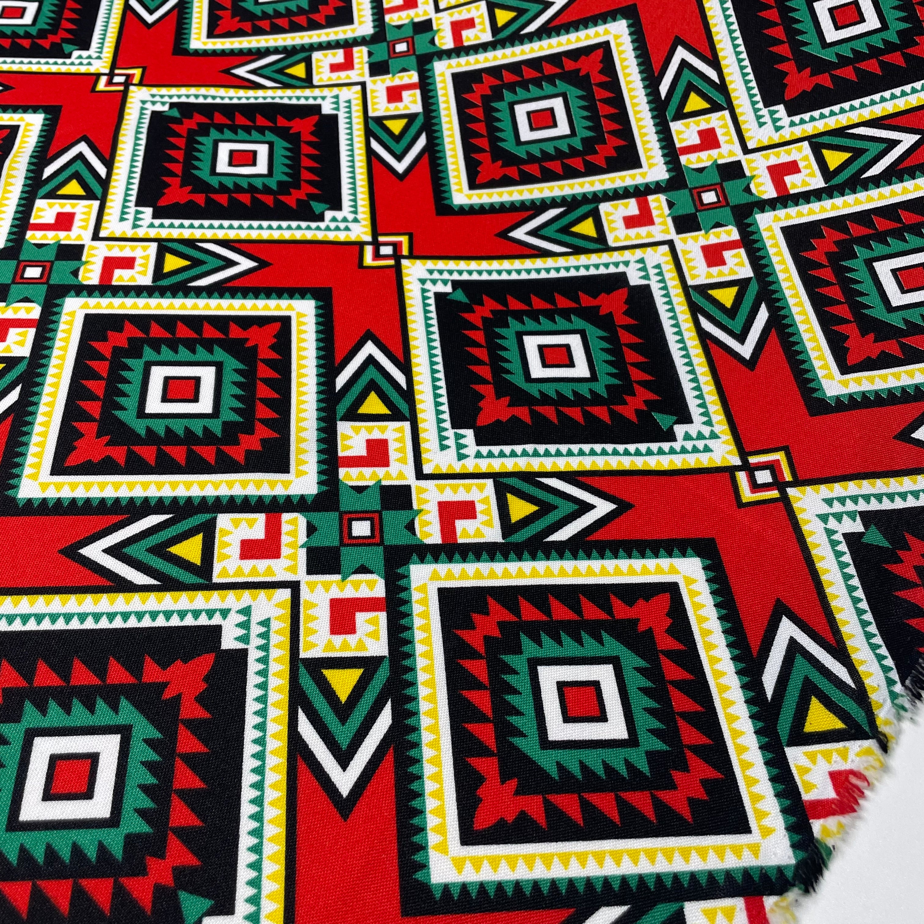 Oxford Étnico Mosaico Tribal Verde e Vermelho