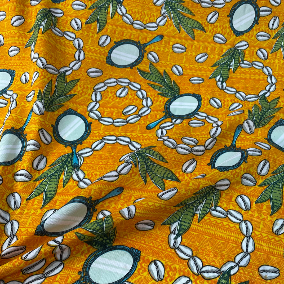 Oxford Afro Búzios e Espadas de São Jorge Fundo Amarelo