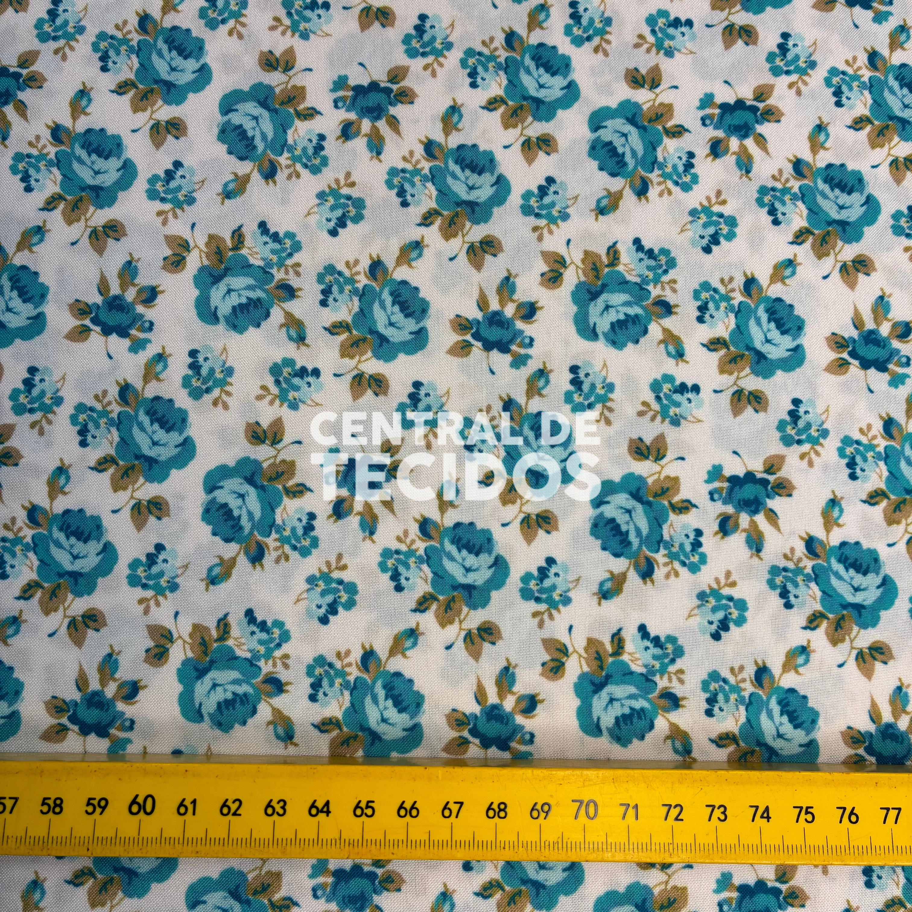 Oxfordine Digital Rosas Azul