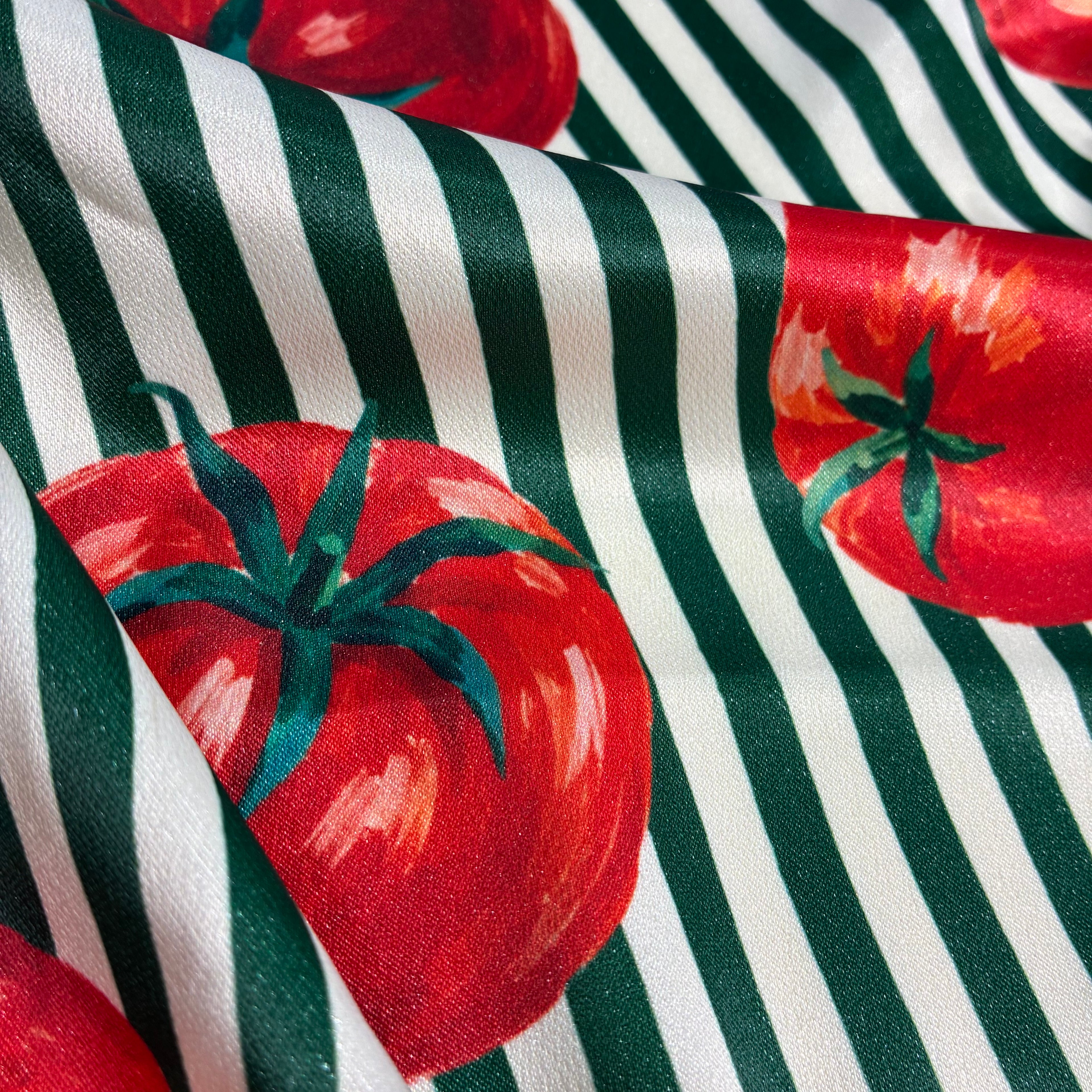 Crepe Satin Tomates Listras Verdes
