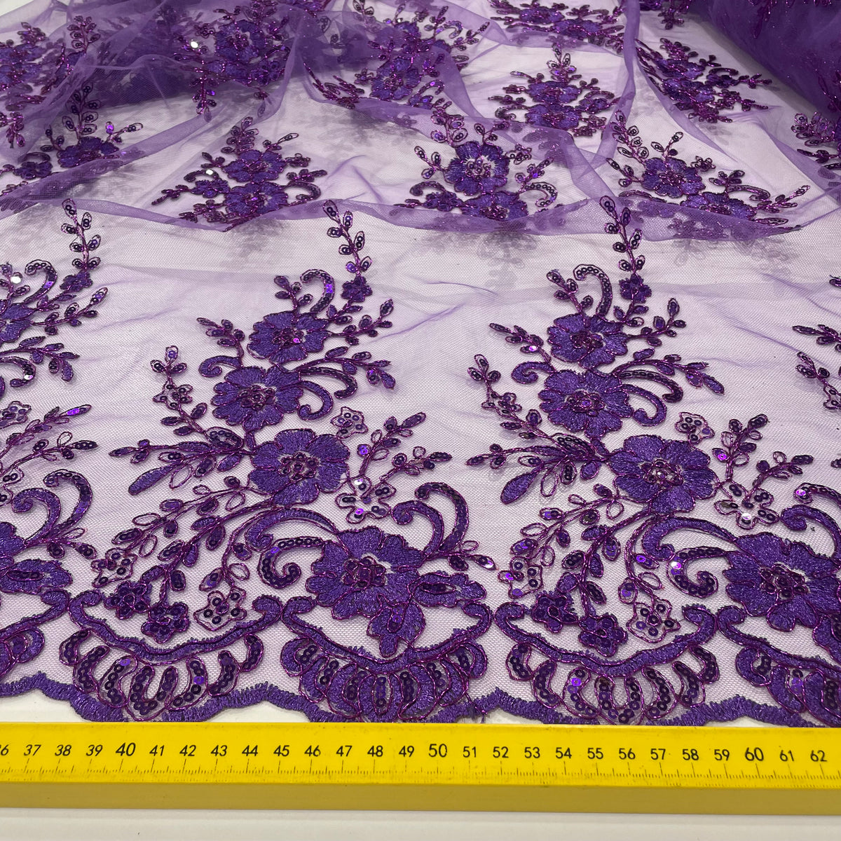Tule Bordado Soho Metalic Roxo