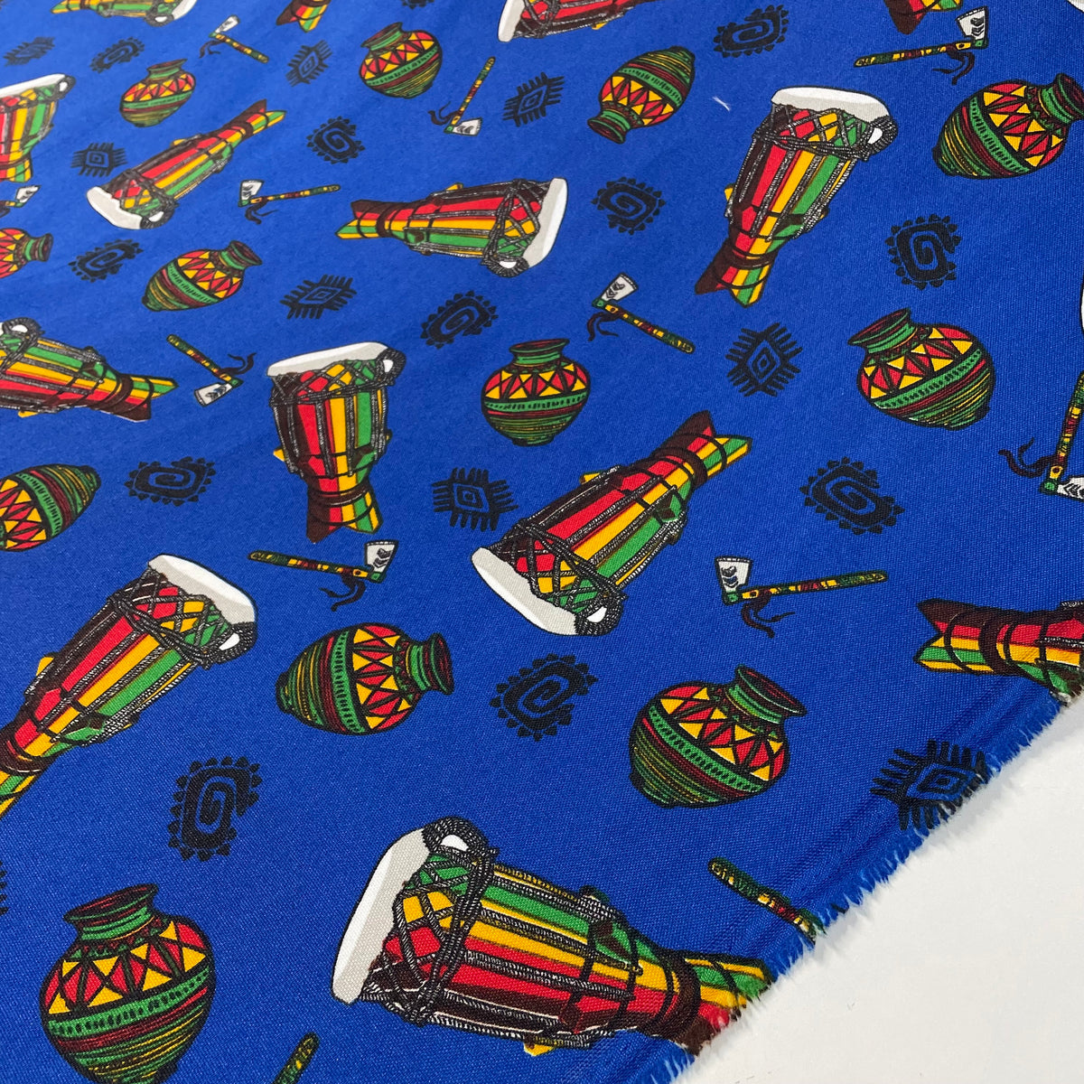 Oxford Afro Tambores e Jarros Fundo Azul