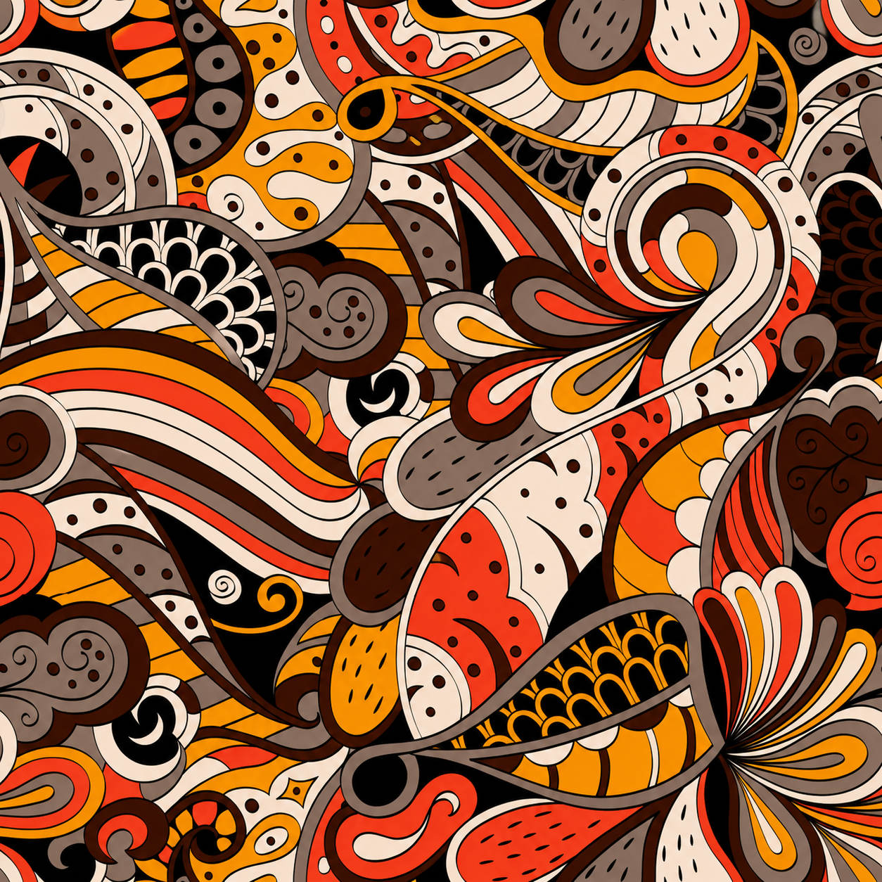 Oxford Digital Paisley Psicodélico Tons de Outono
