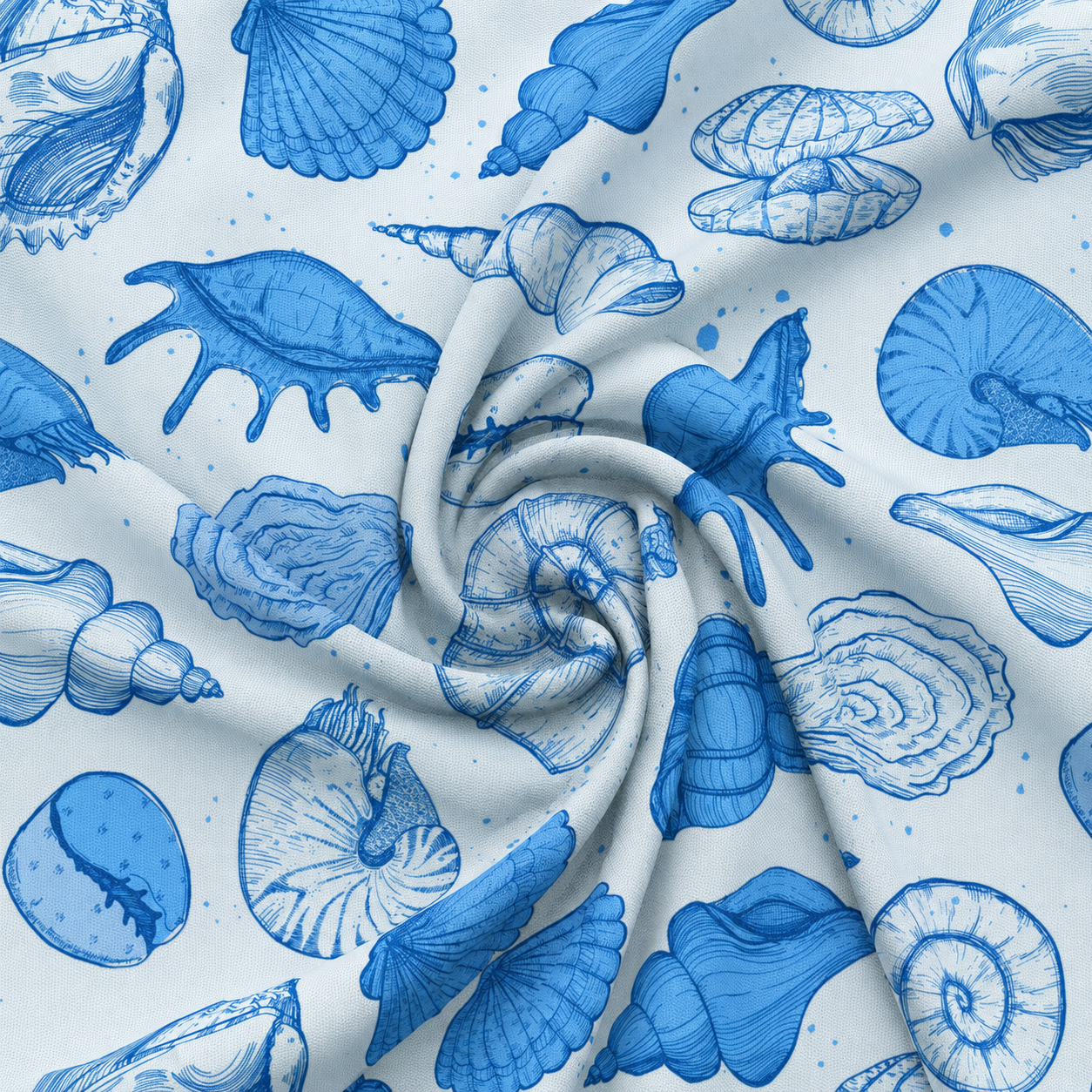 Oxford Digital Conchas Azul Fundo Azul Celeste