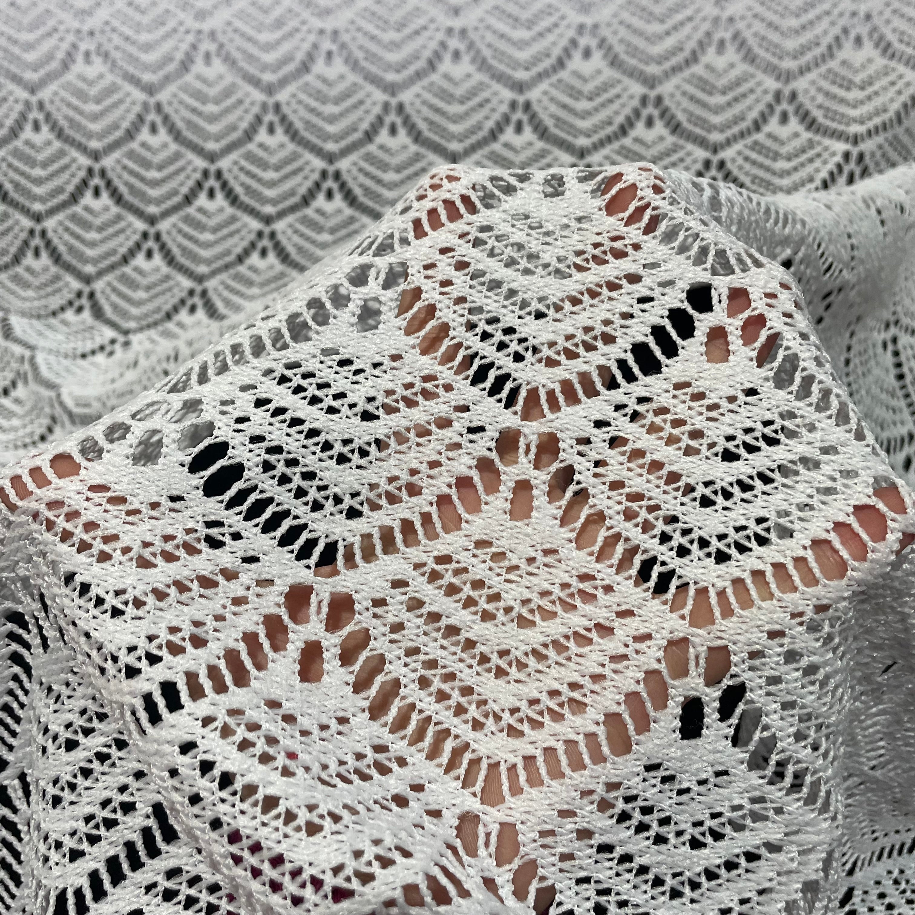 Renda Crochet Leques Branca