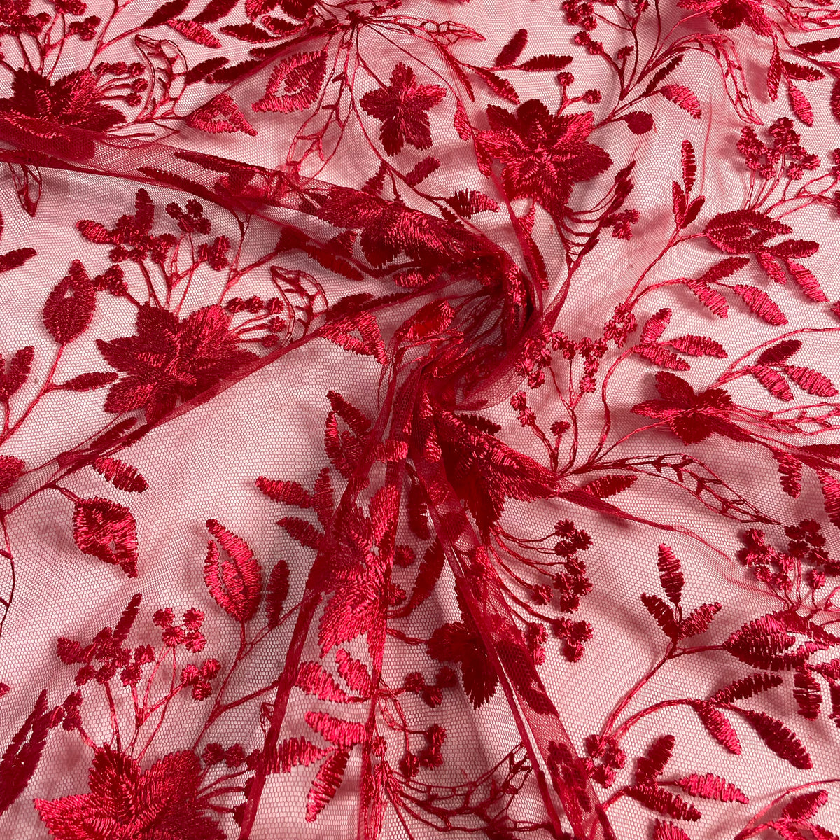 Tule Bordado Nice Vermelho