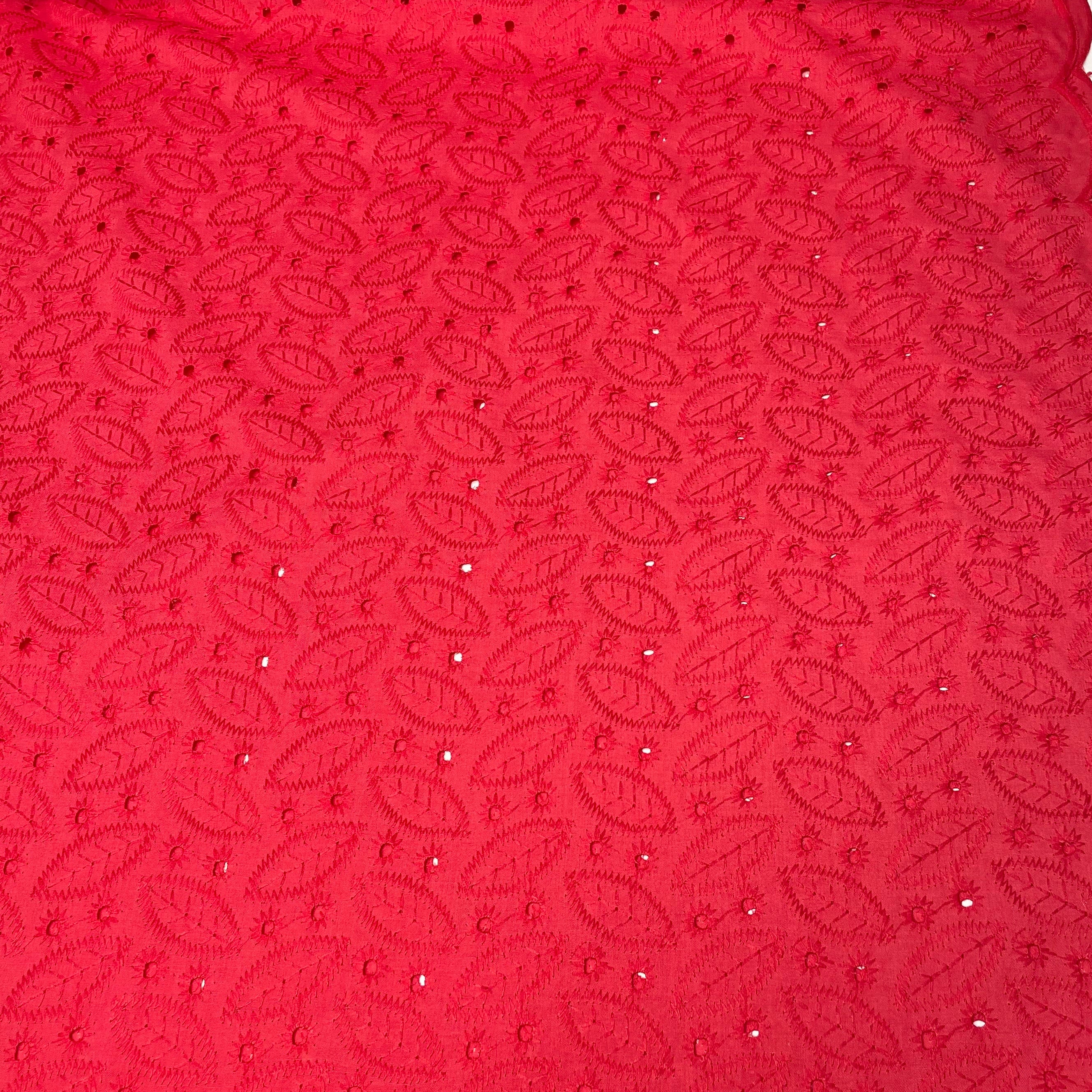 Laise Bordado Algodão Flex Ramos Vermelho Rubi