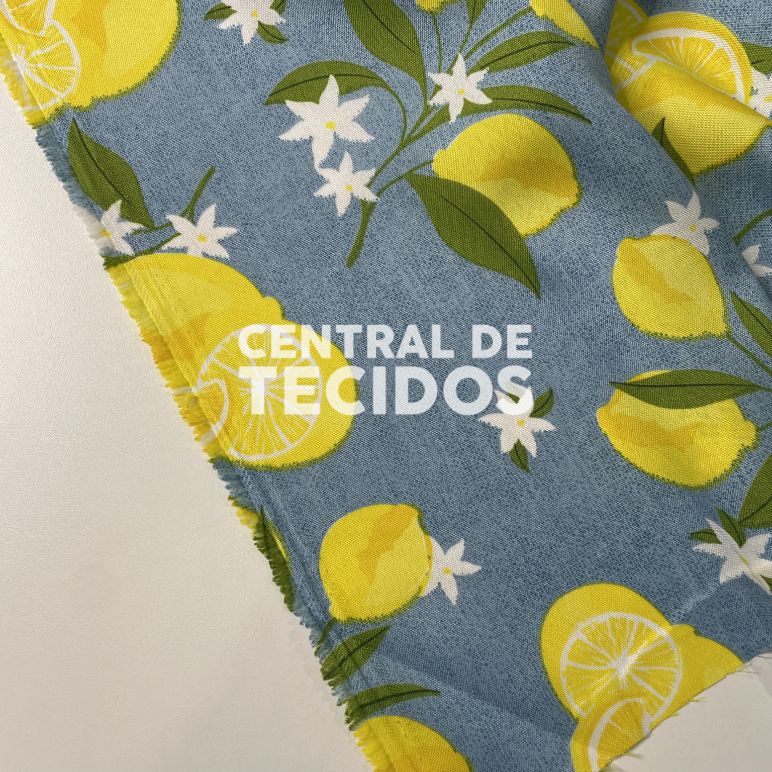 Oxford Limões Fundo Azul Jeans