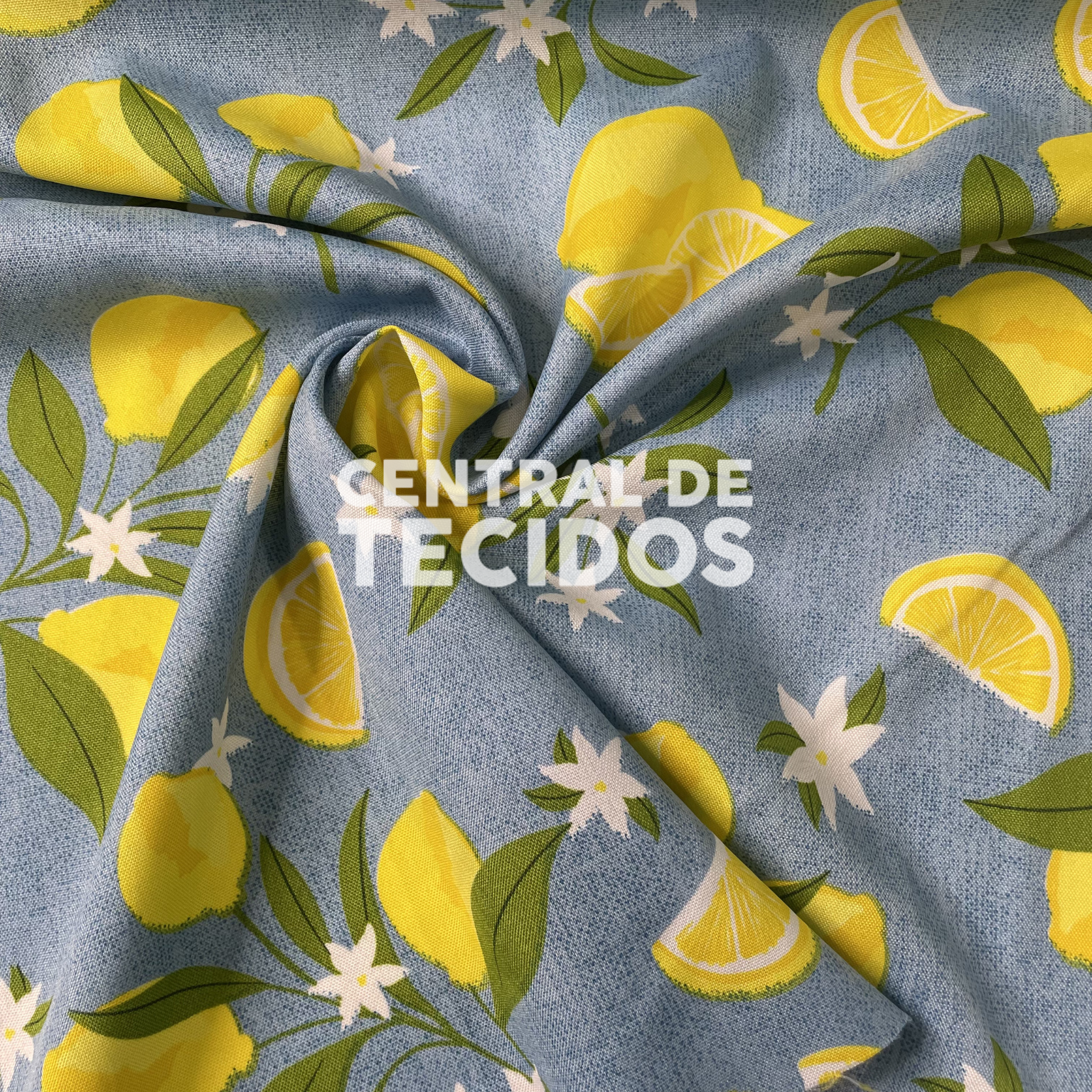 Oxford Limões Fundo Azul Jeans