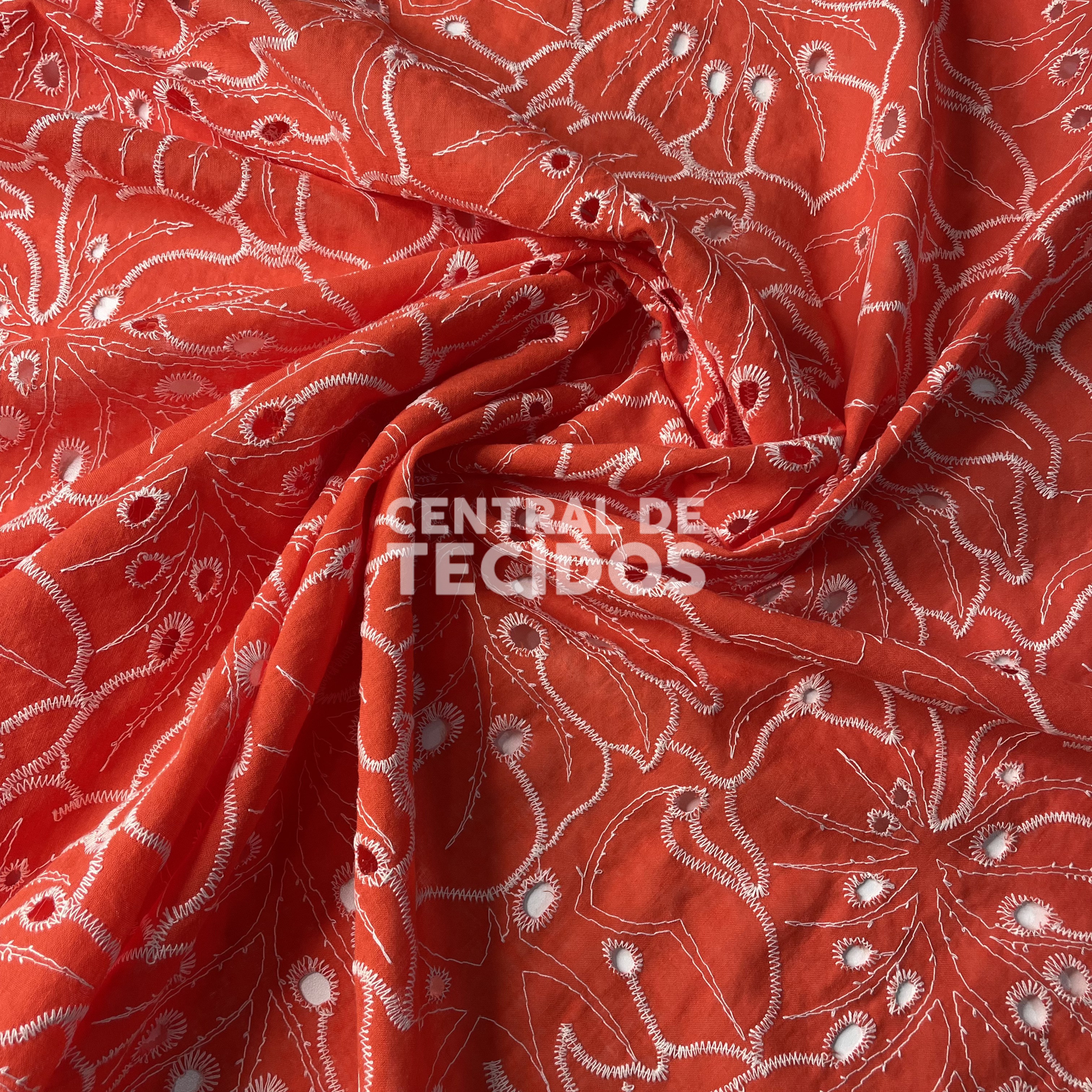 Broderi Laise Bordado Folhas Laranja