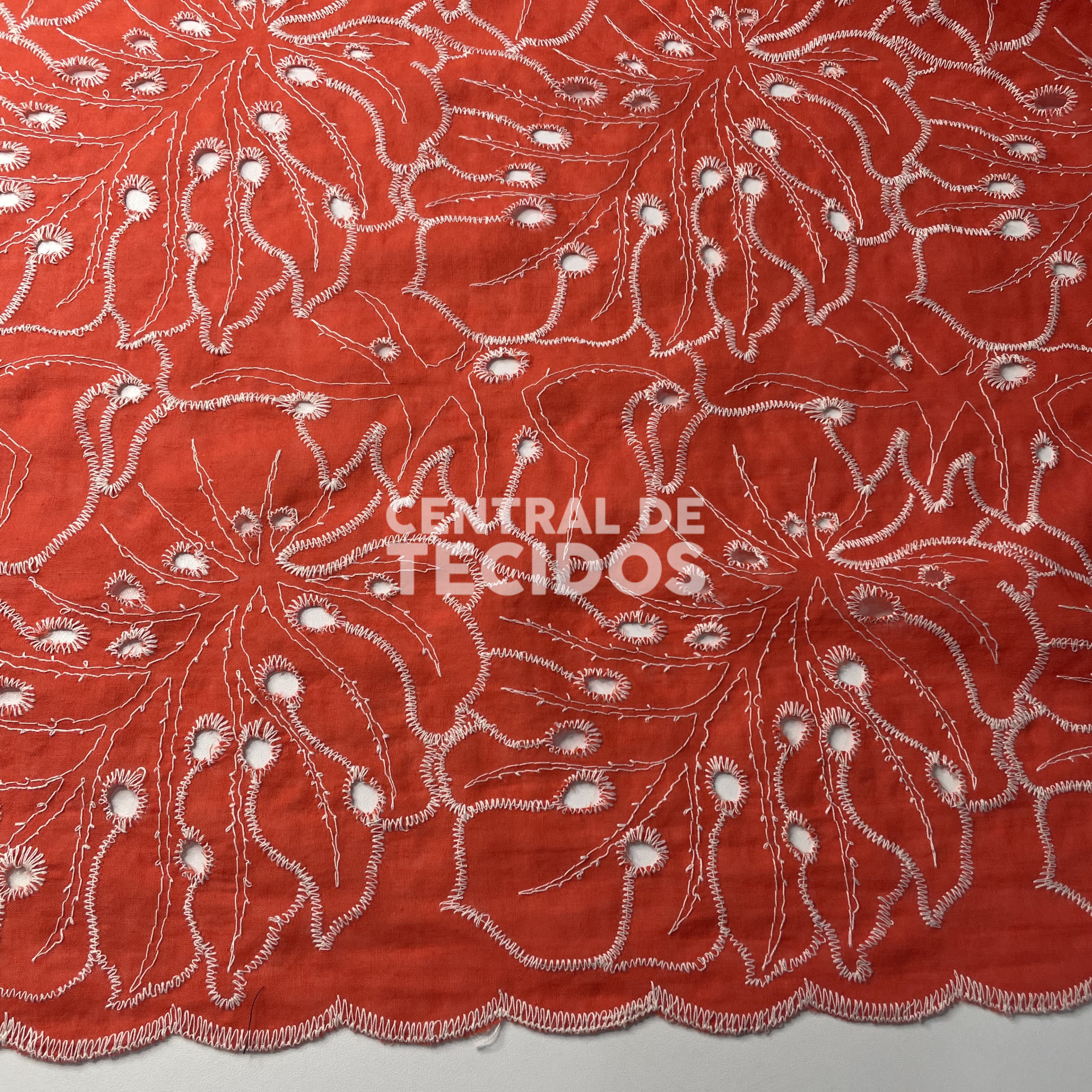 Broderi Laise Bordado Folhas Laranja
