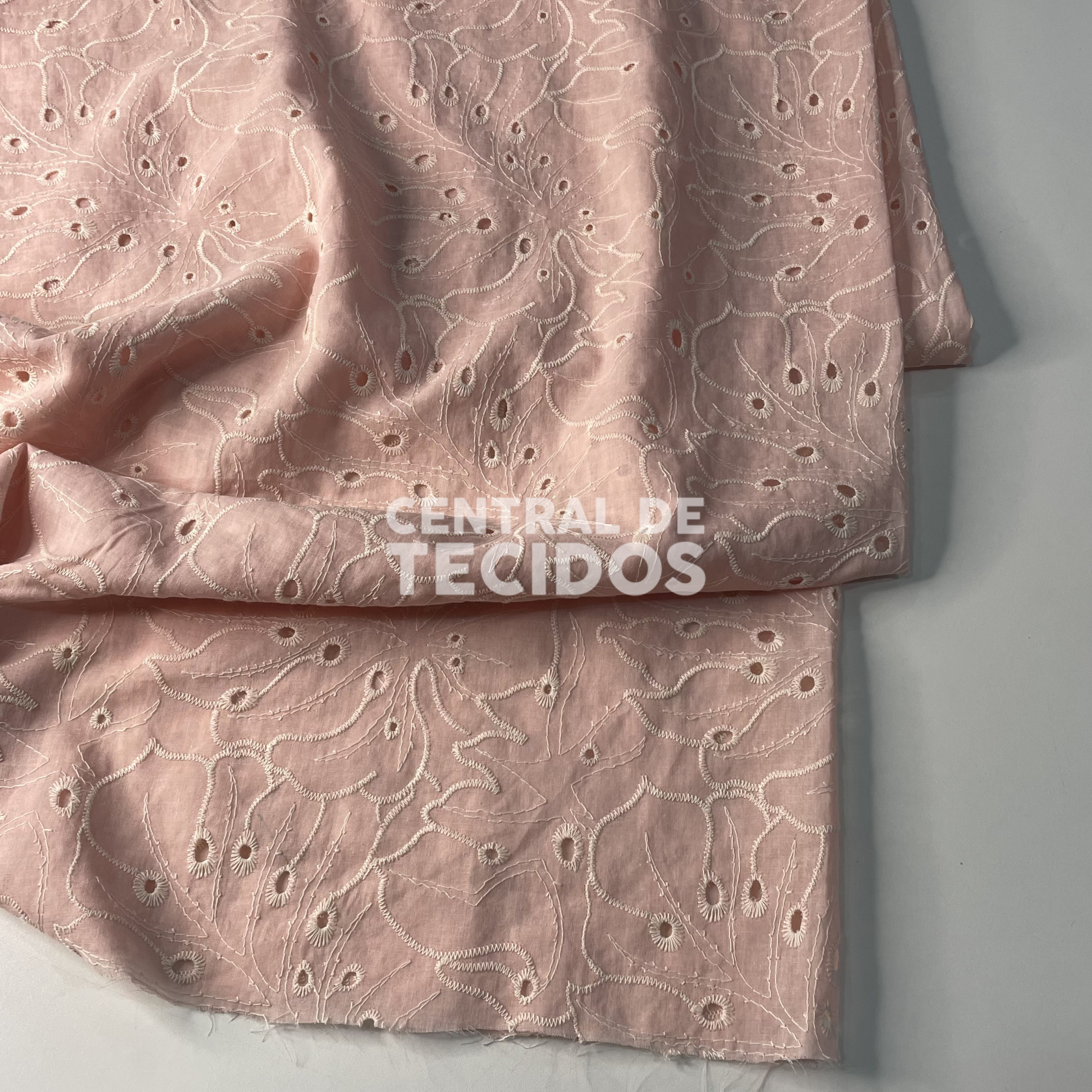 Broderi Laise Bordado Folhas Salmão