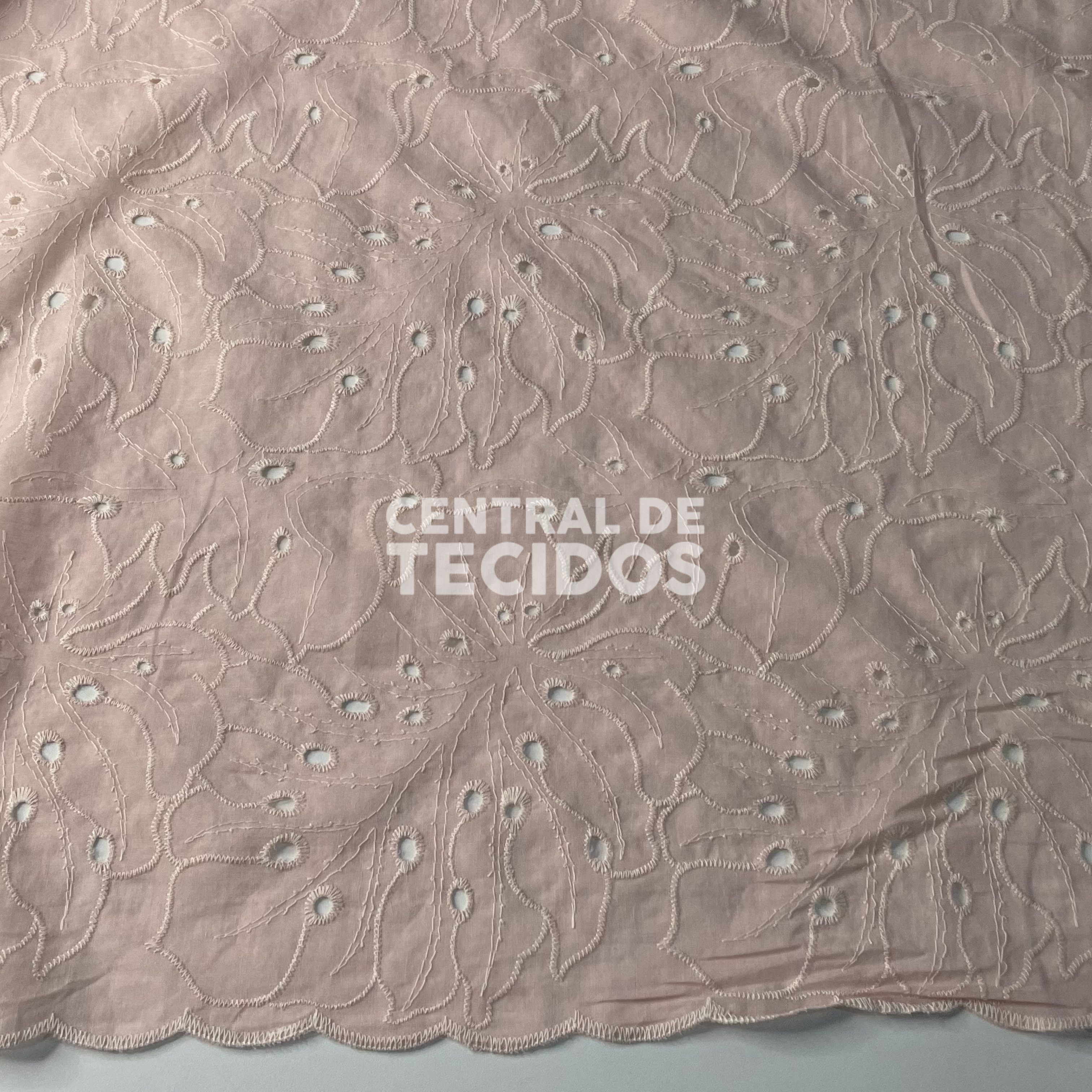 Broderi Laise Bordado Folhas Salmão