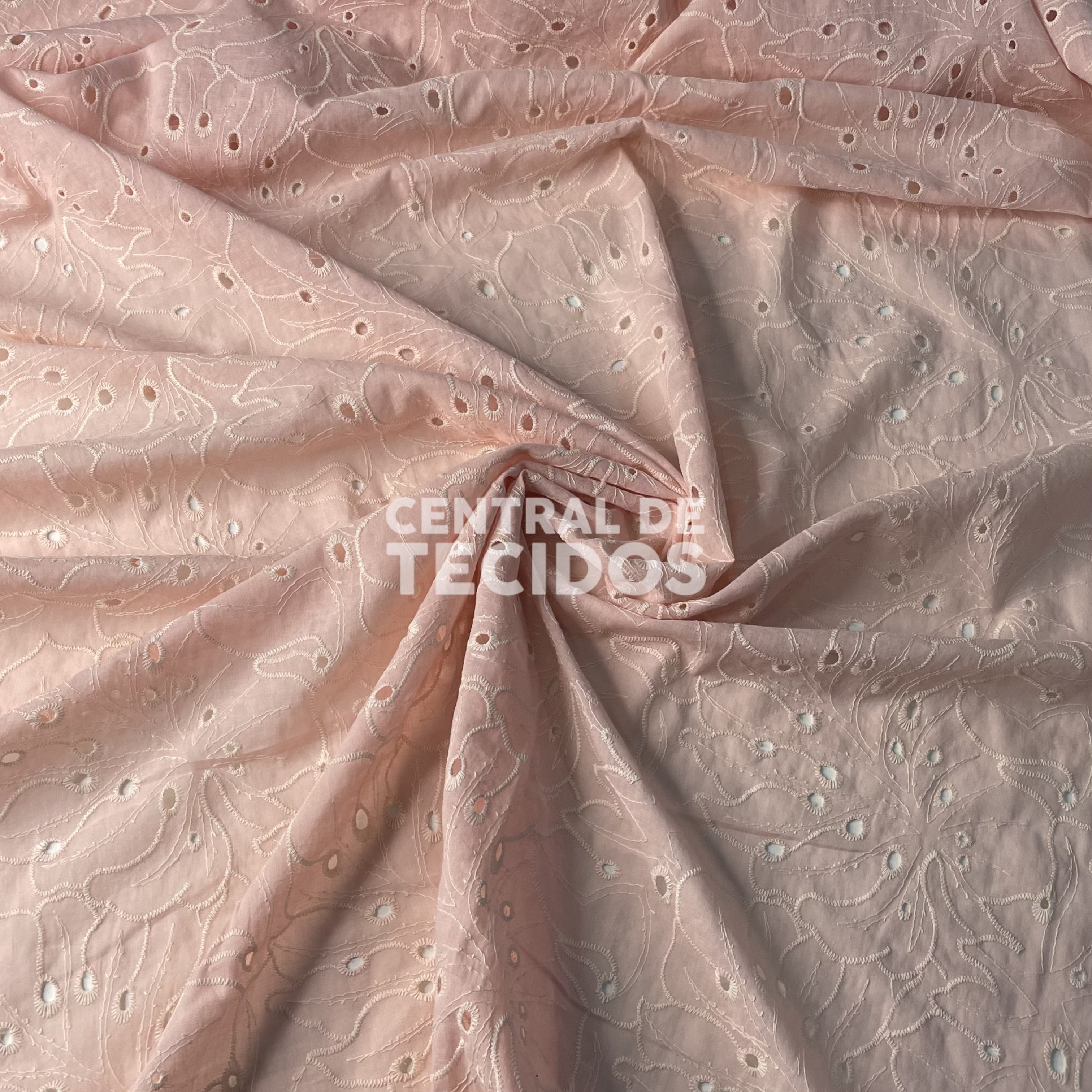 Broderi Laise Bordado Folhas Salmão