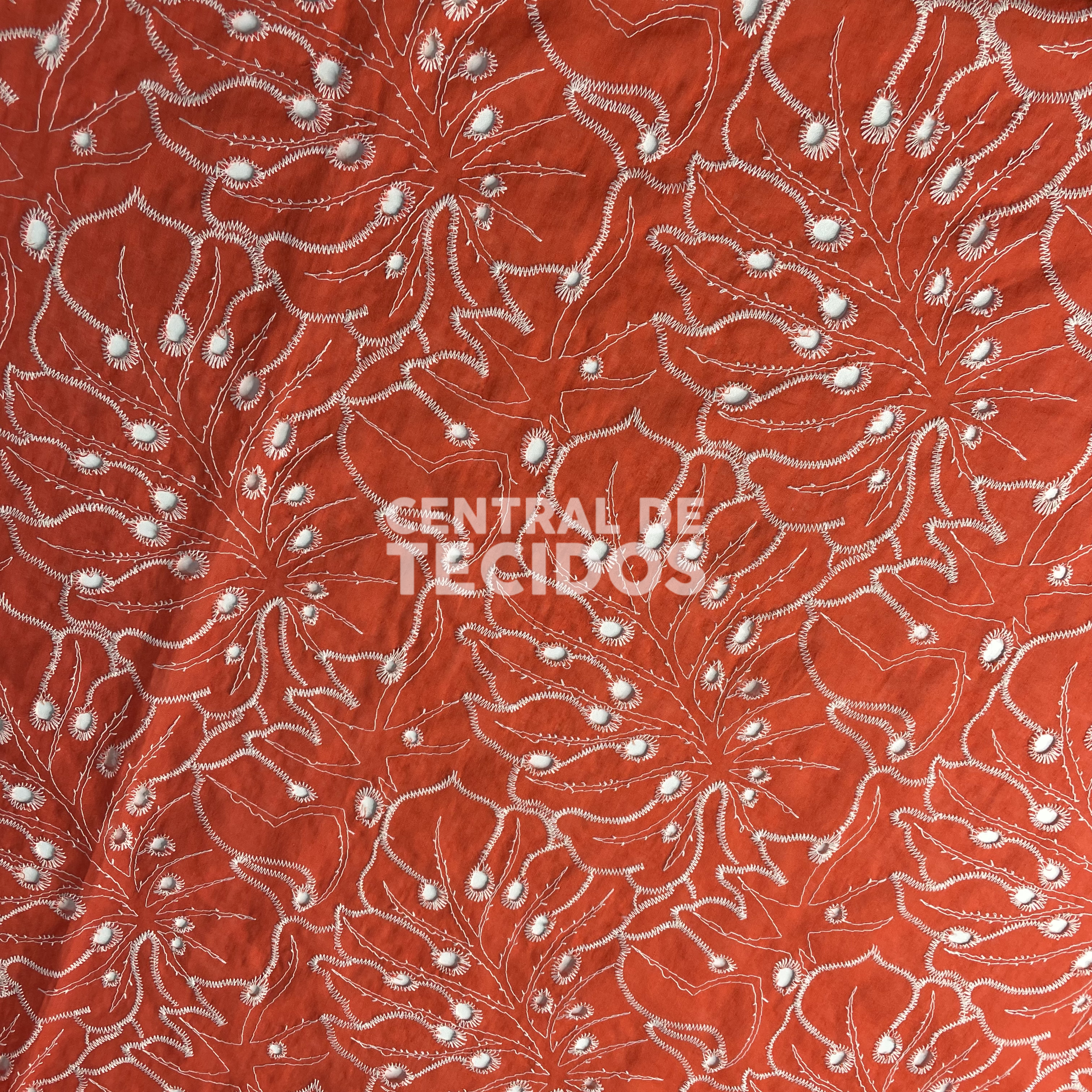 Broderi Laise Bordado Folhas Laranja