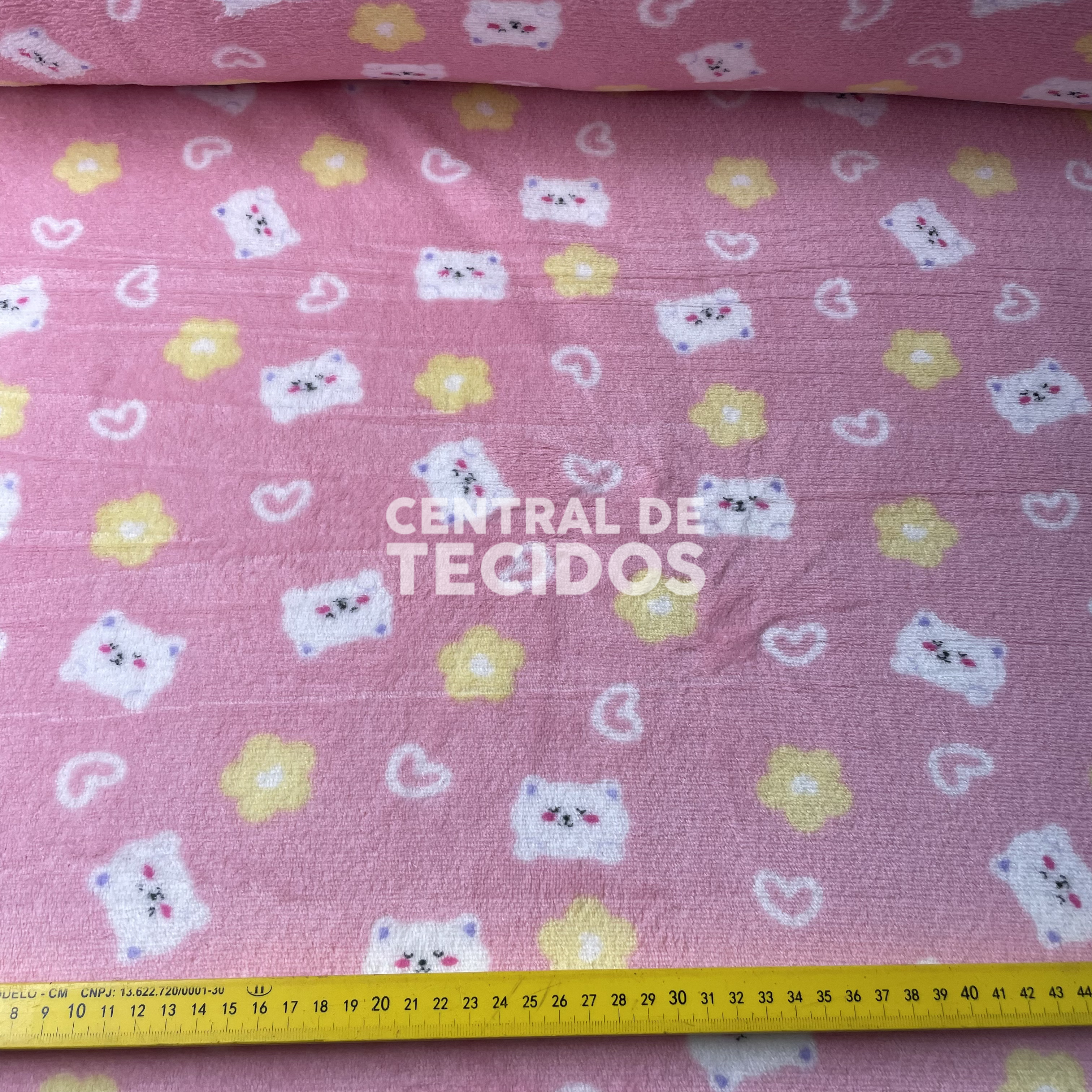 Fleece Térmica Rosa Ursos e Flores