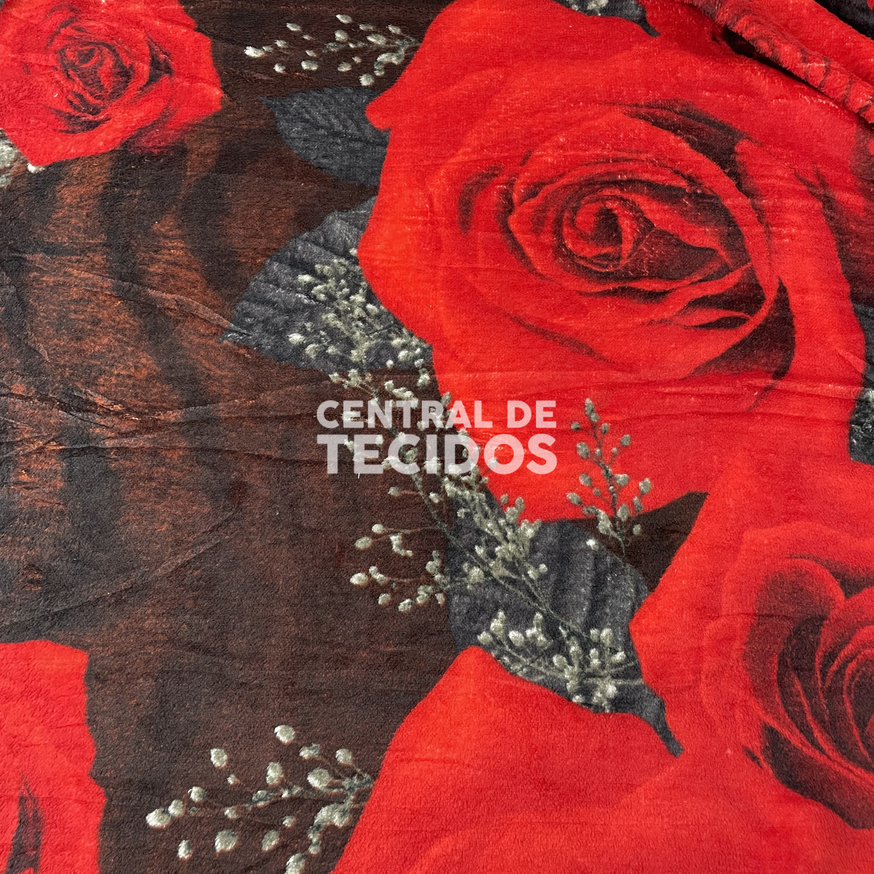 Manta Casal Fleece Rosas Vermelhas 180x220cm