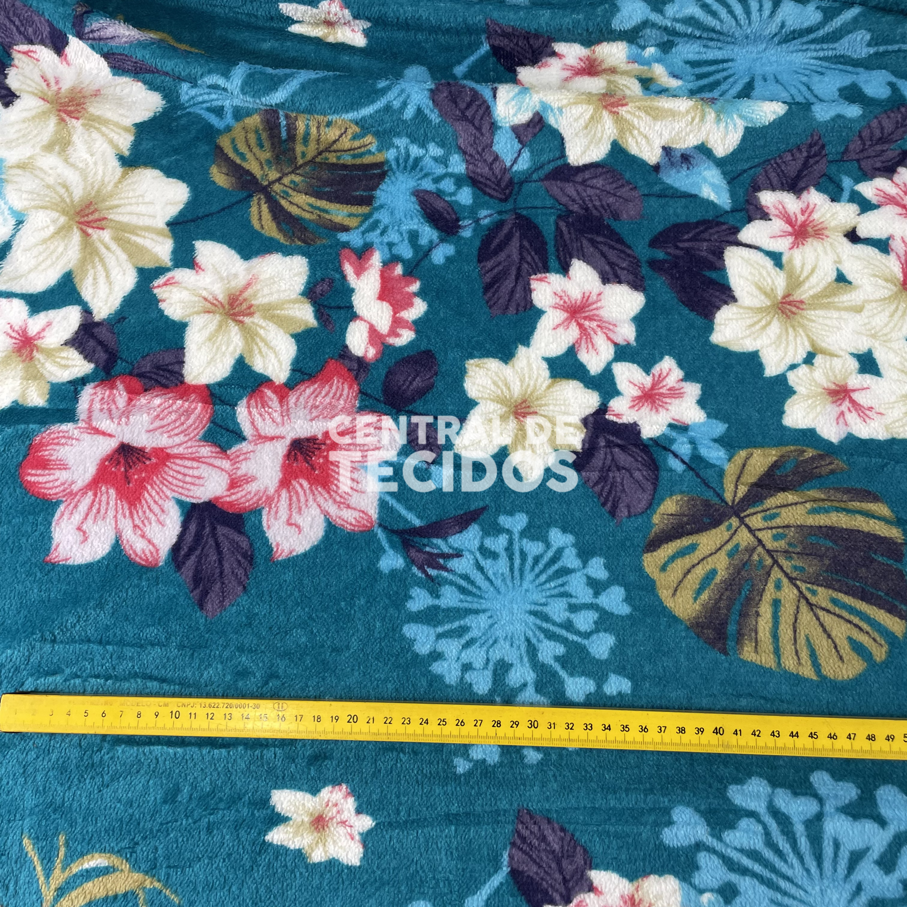 Fleece Térmica Casal Floral Ciano
