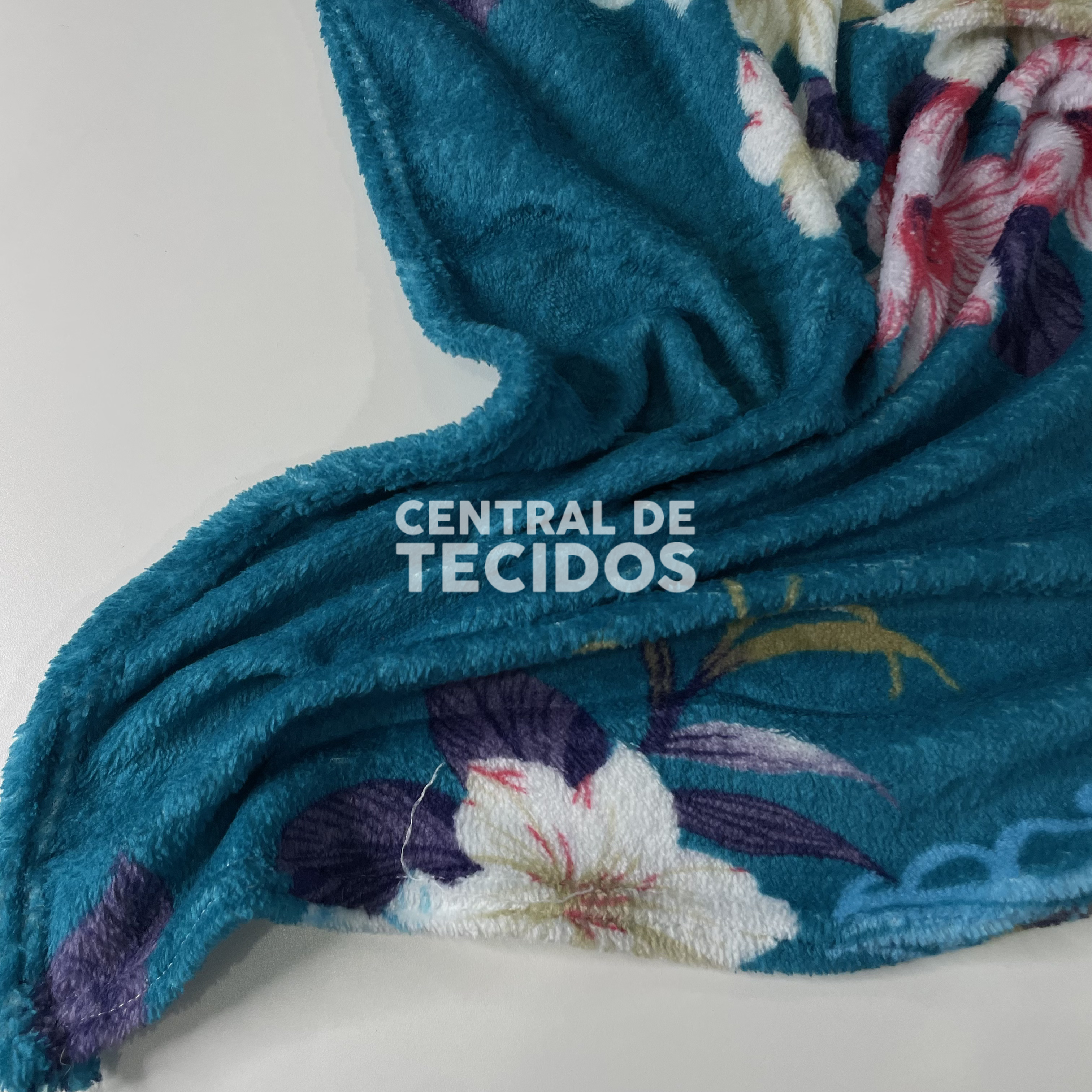 Fleece Térmica Casal Floral Ciano