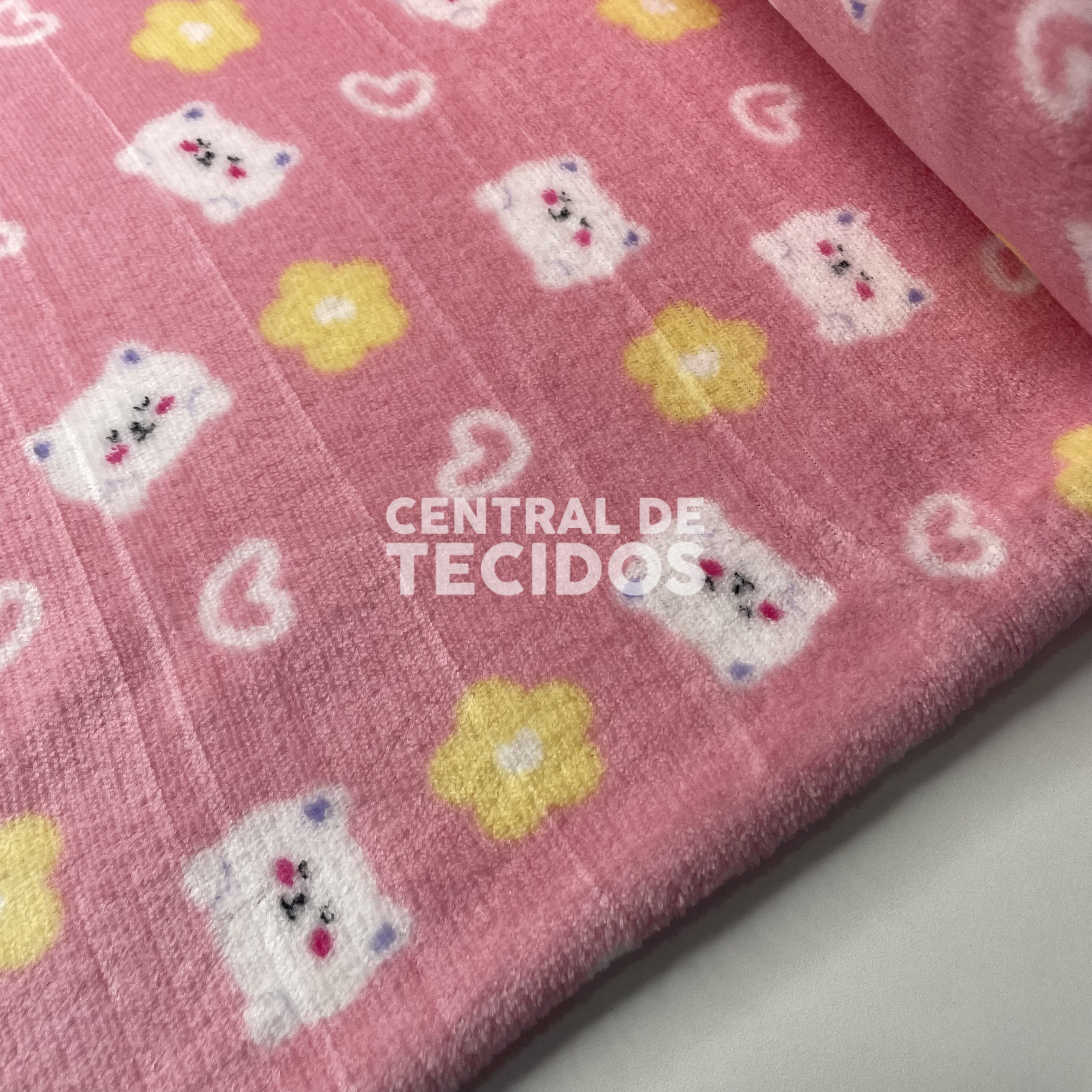 Fleece Térmica Rosa Ursos e Flores