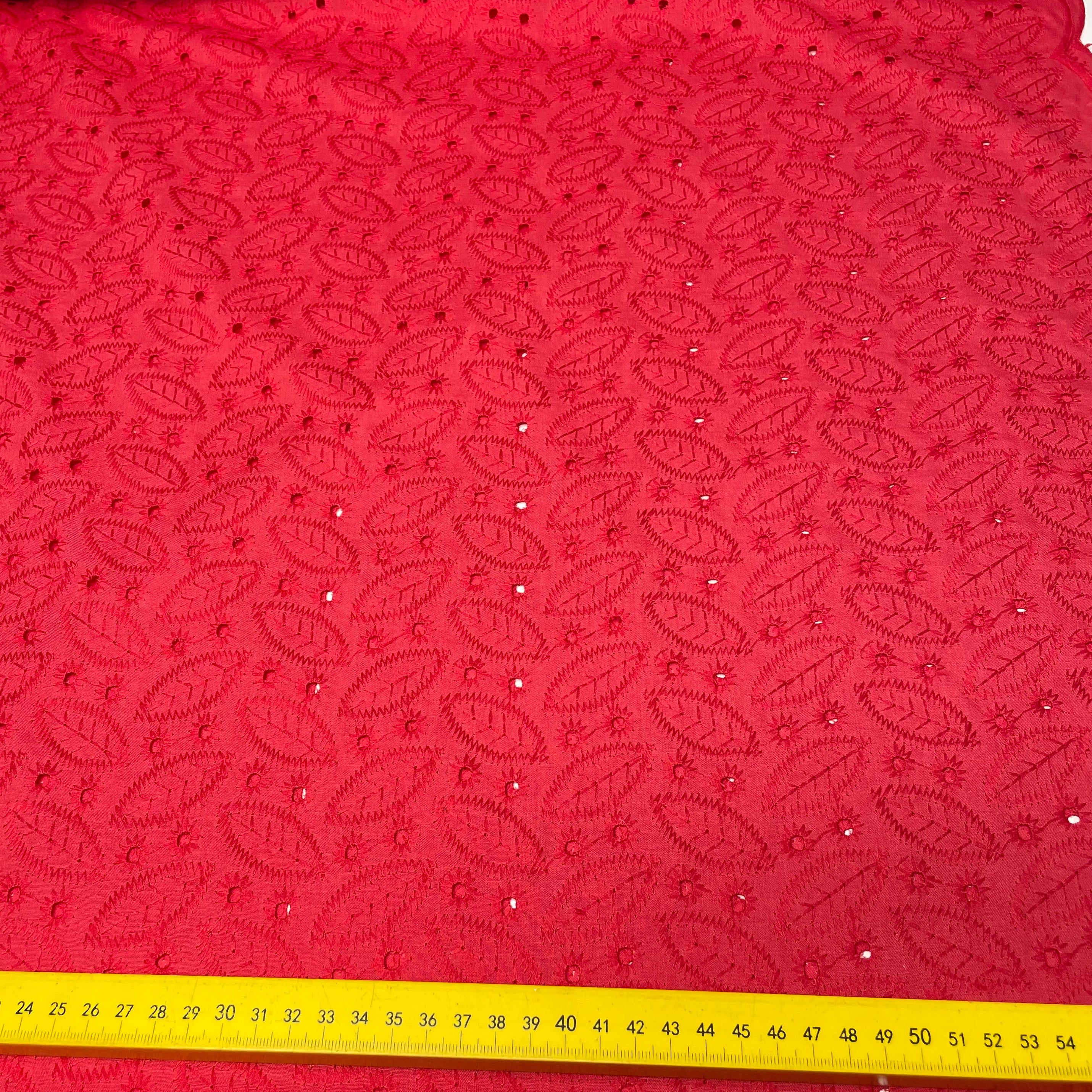 Laise Bordado Algodão Flex Ramos Vermelho Rubi