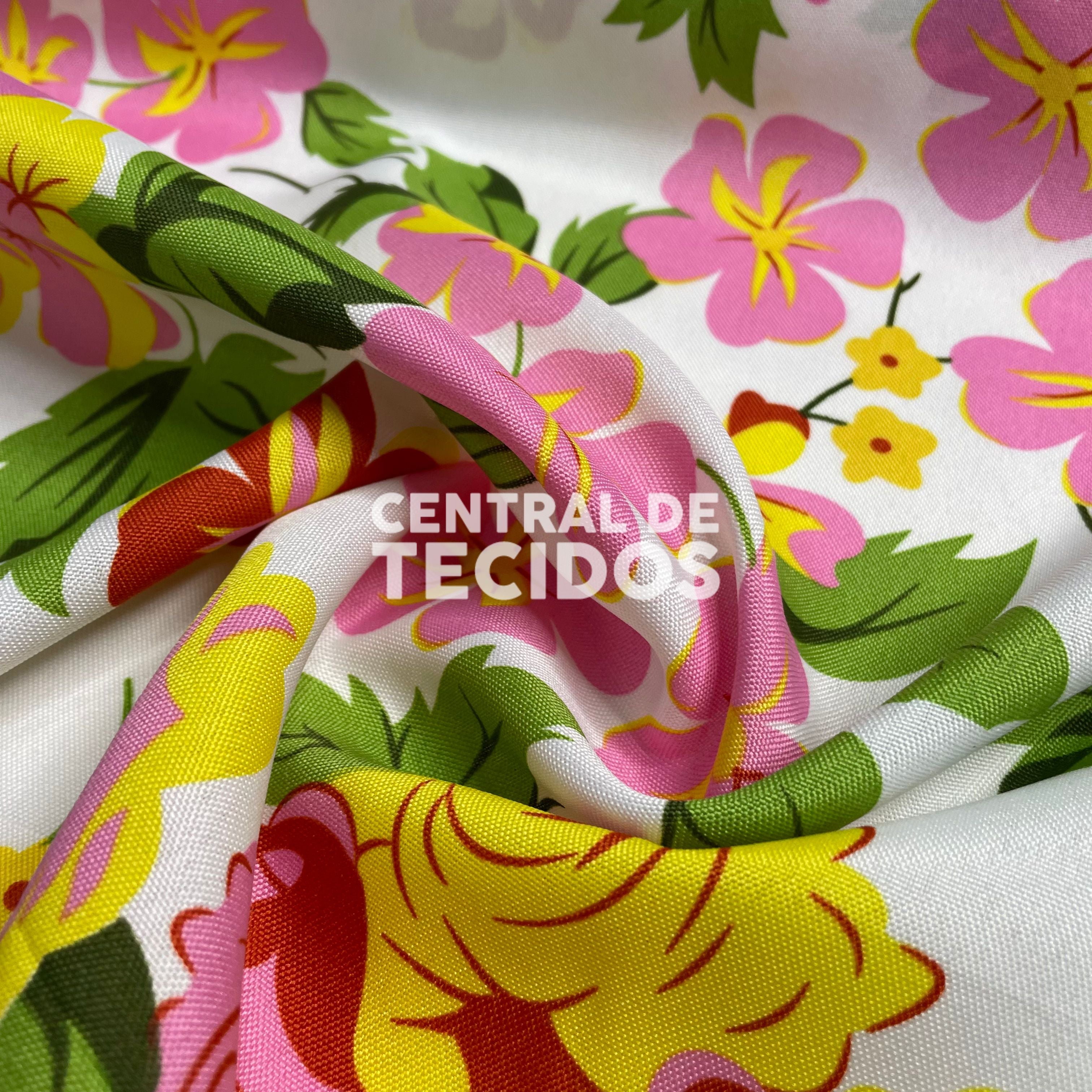 Oxford Estampado Flores Amarelas e Rosas