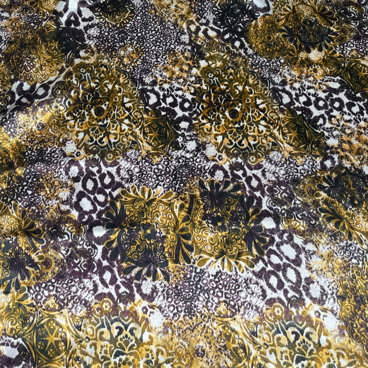 Cetim Estampado Animal Print Dourado