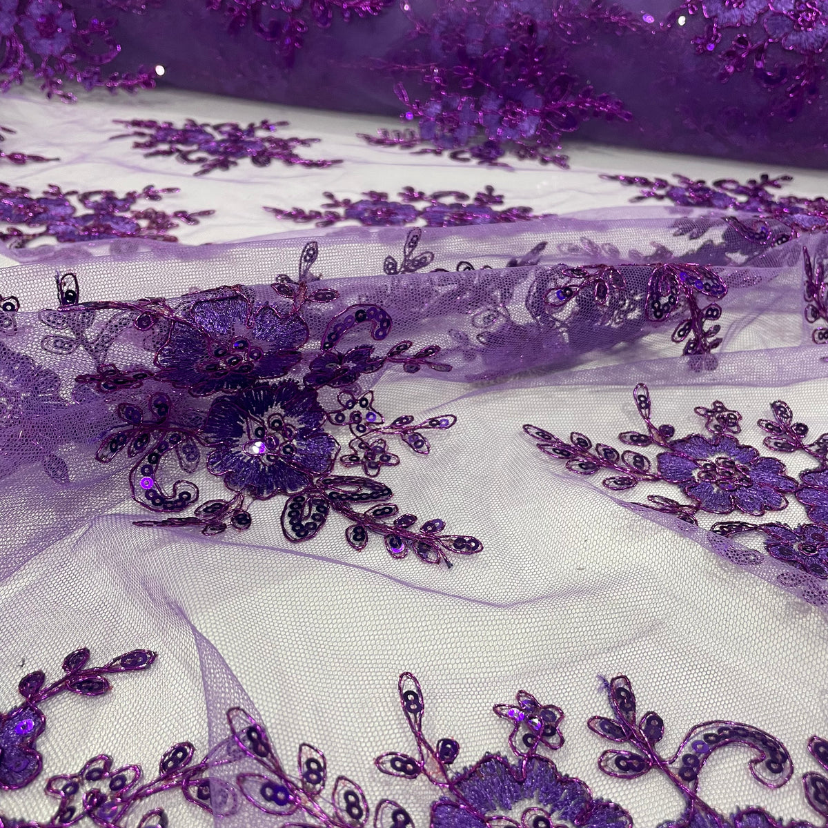 Tule Bordado Soho Metalic Roxo