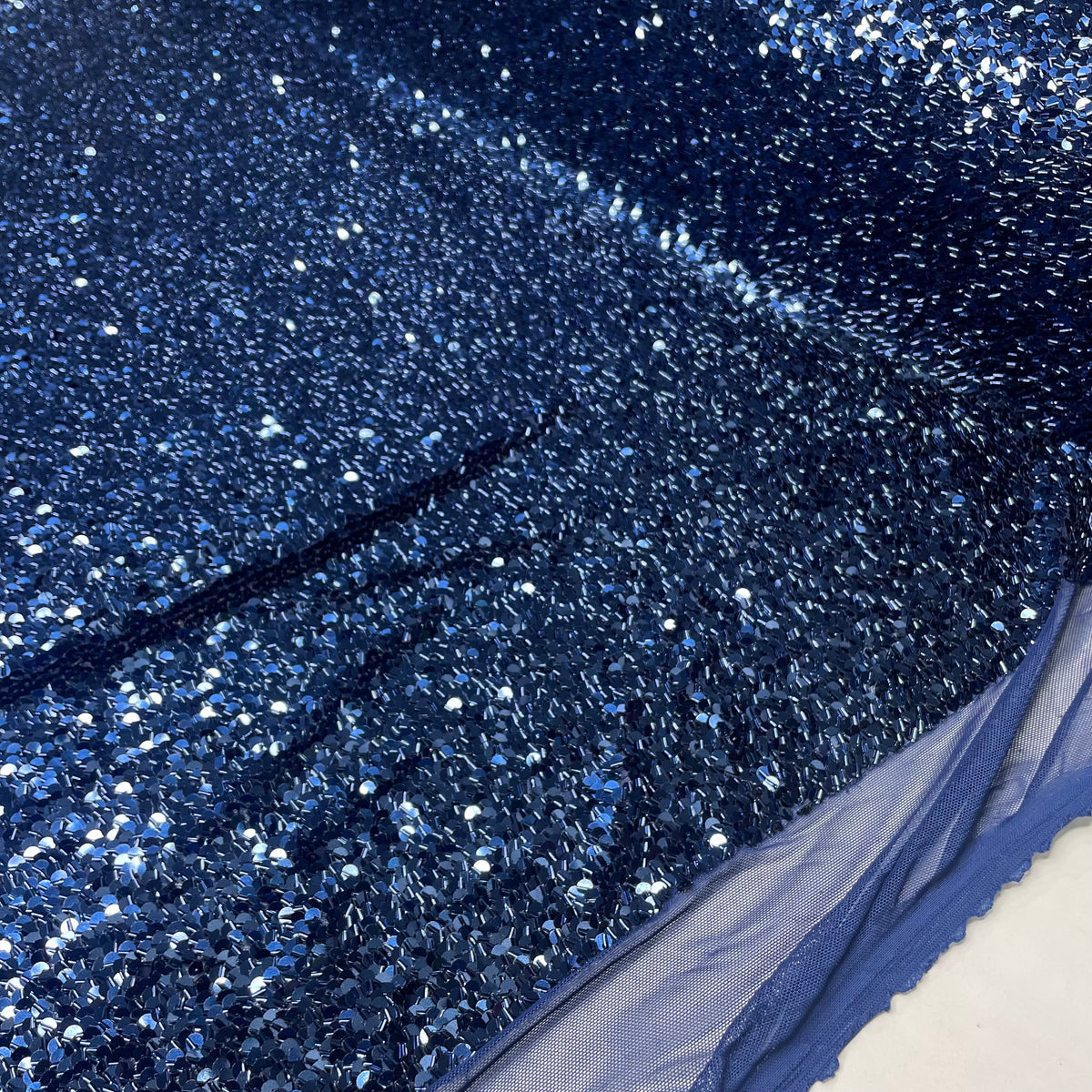 Tule Paetê com Canutilho Azul Marinho