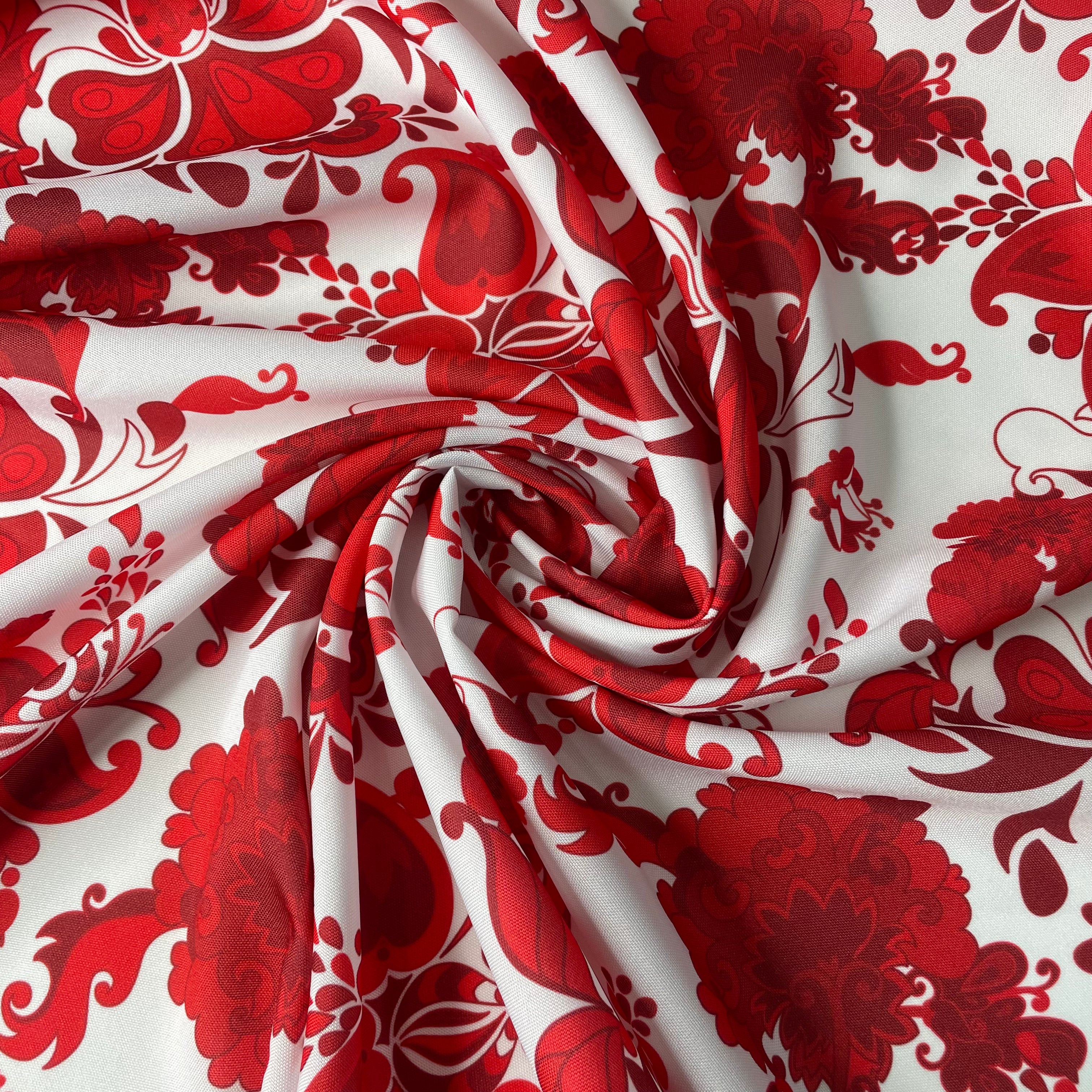 Oxford Digital Folk Paisley Vermelho Fundo branco