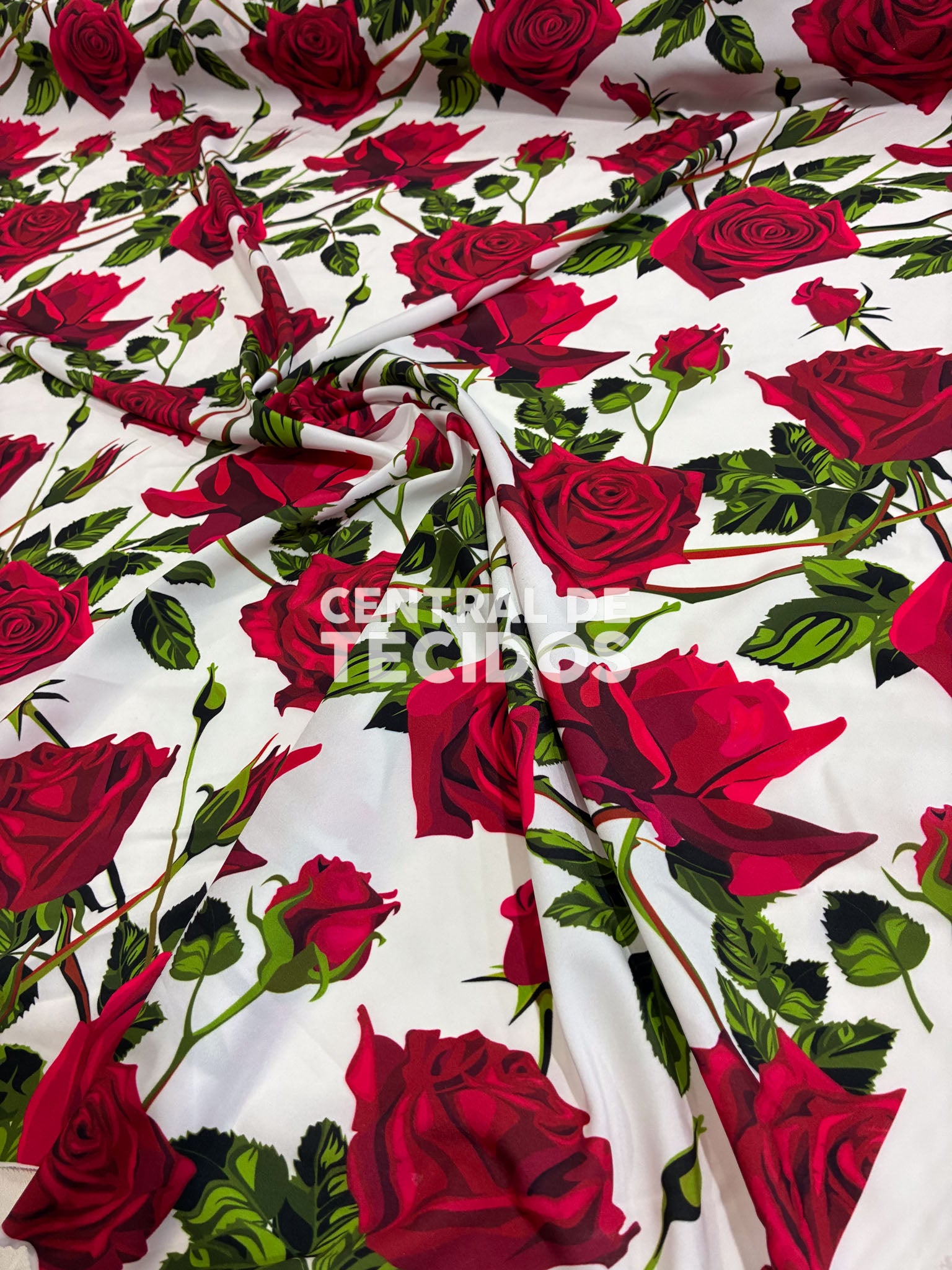 Crepe Haya Indiano Digital Floral Rosas