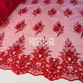 Tule Bordado Metalic Vermelho