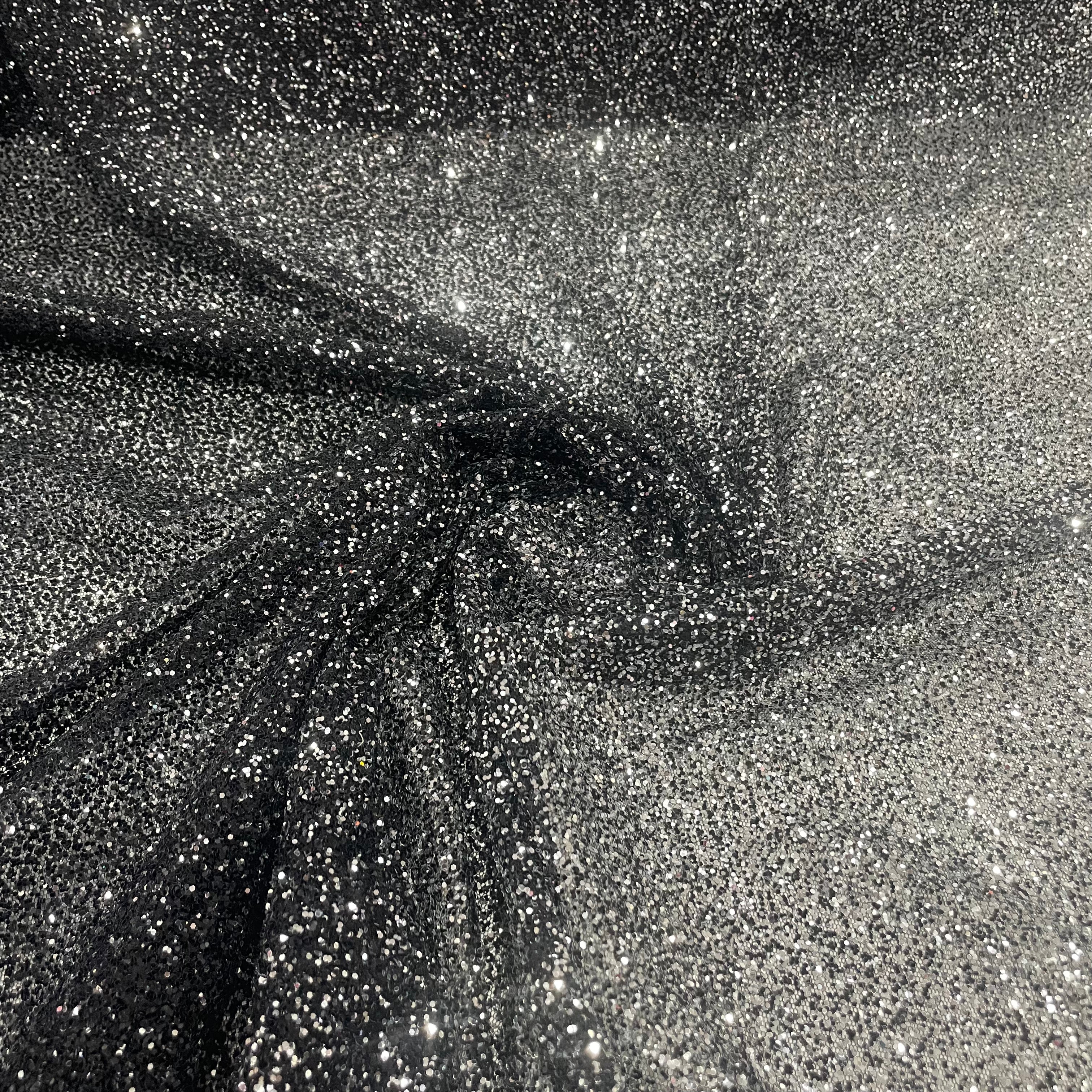 Tule Super Glitter Degradê Preto e Prata