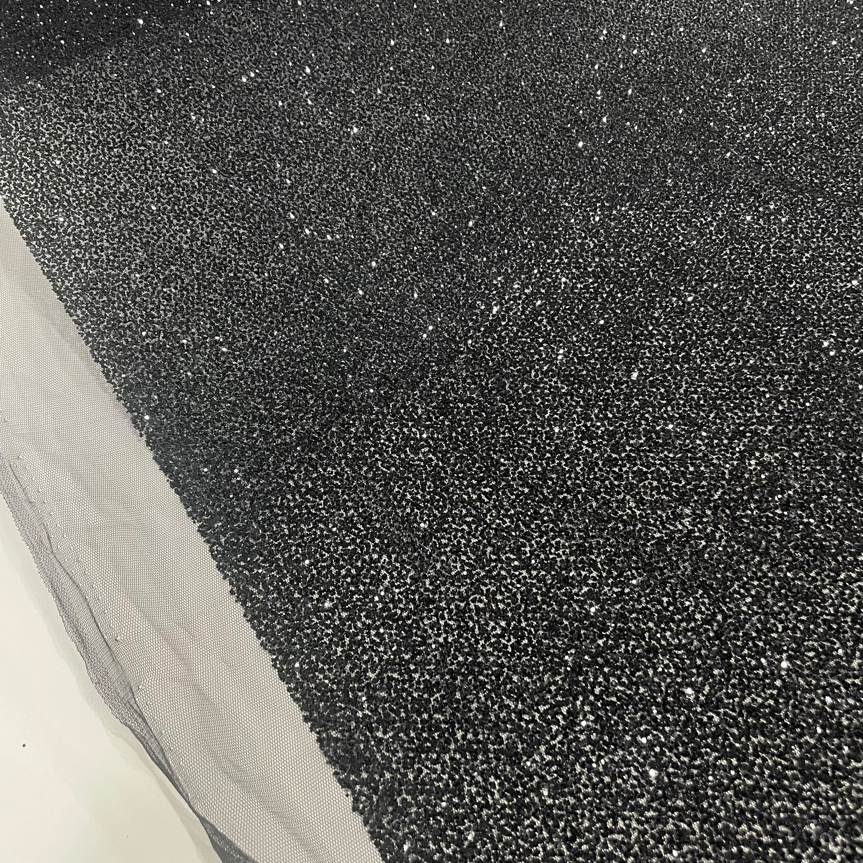 Tule Super Glitter Degradê Preto e Prata