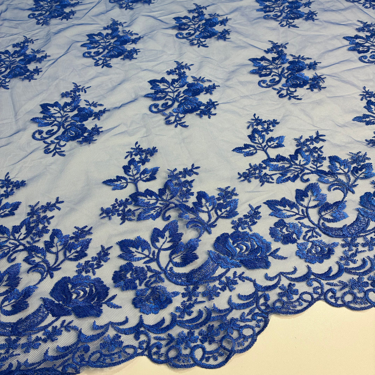 Tule Bordado Juliana Azul Royal - Comprimento: 1,10m X Largura: 1,38m
