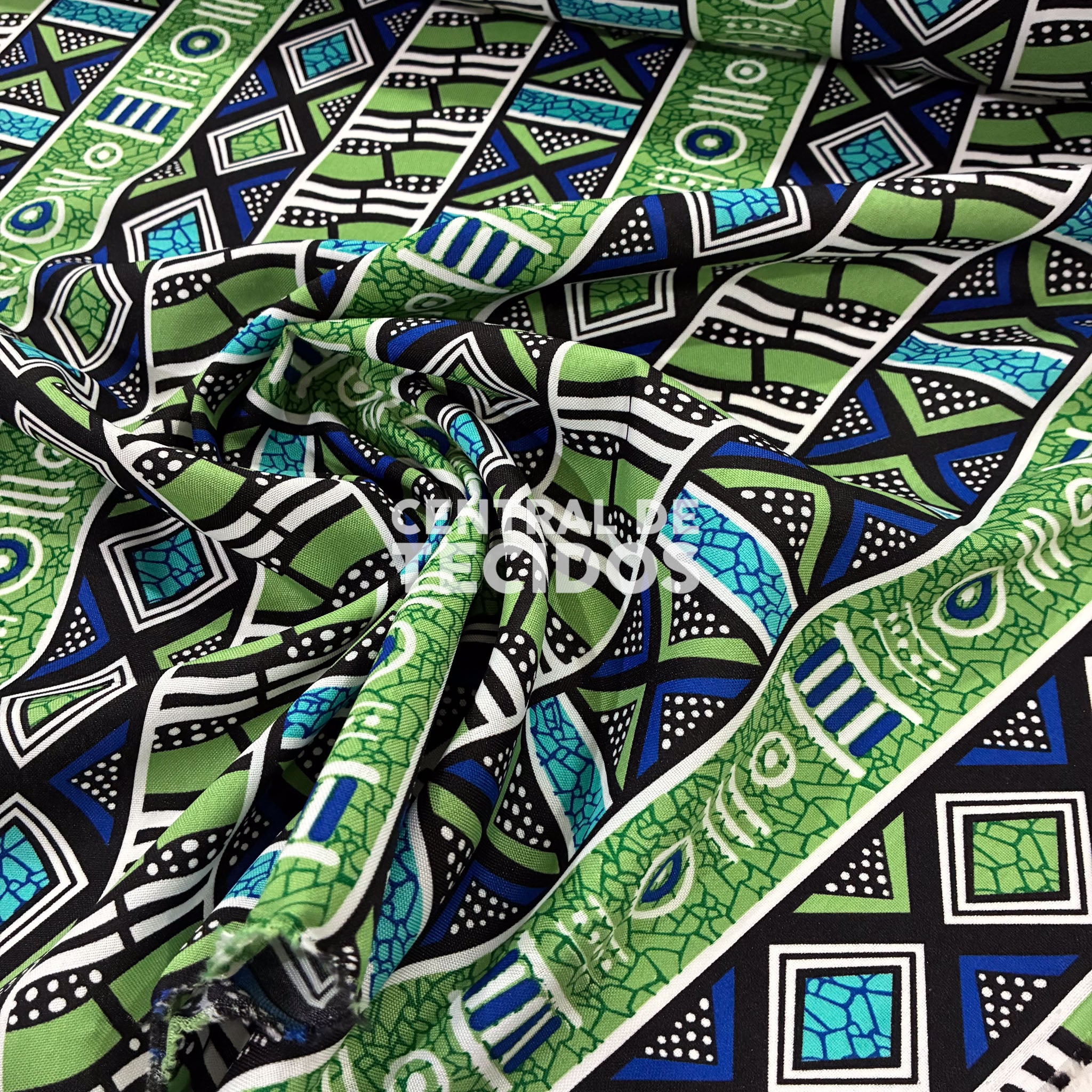 Oxford Étnico Labirinto de Mosaicos Azul e Verde