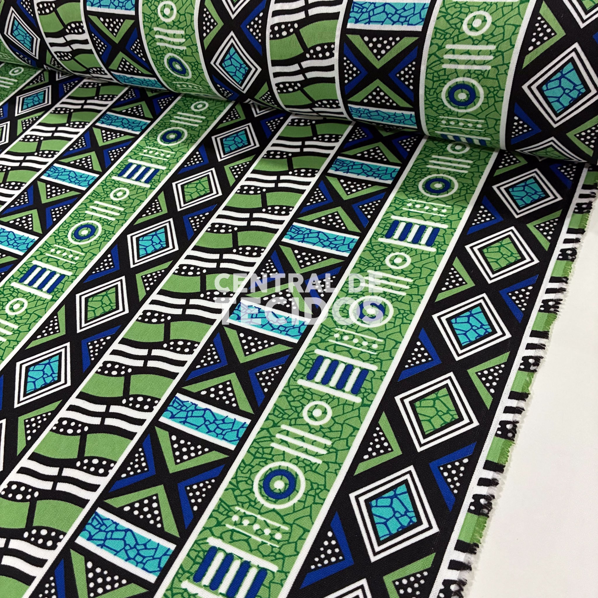 Oxford Étnico Labirinto de Mosaicos Azul e Verde